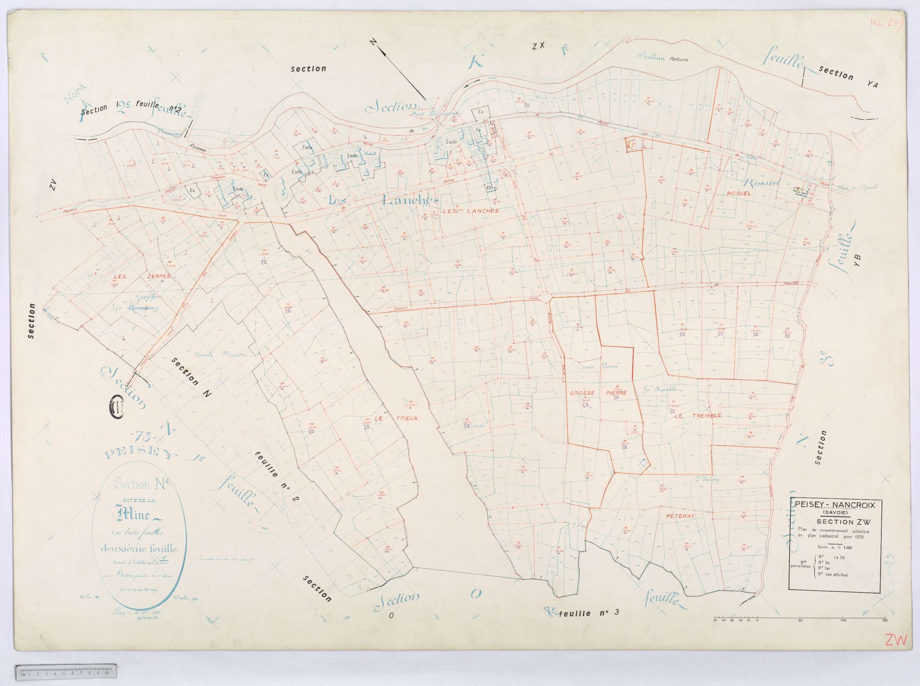 Peisey-Nancroix - Cadastre rénové (1966) et remembré (1970).