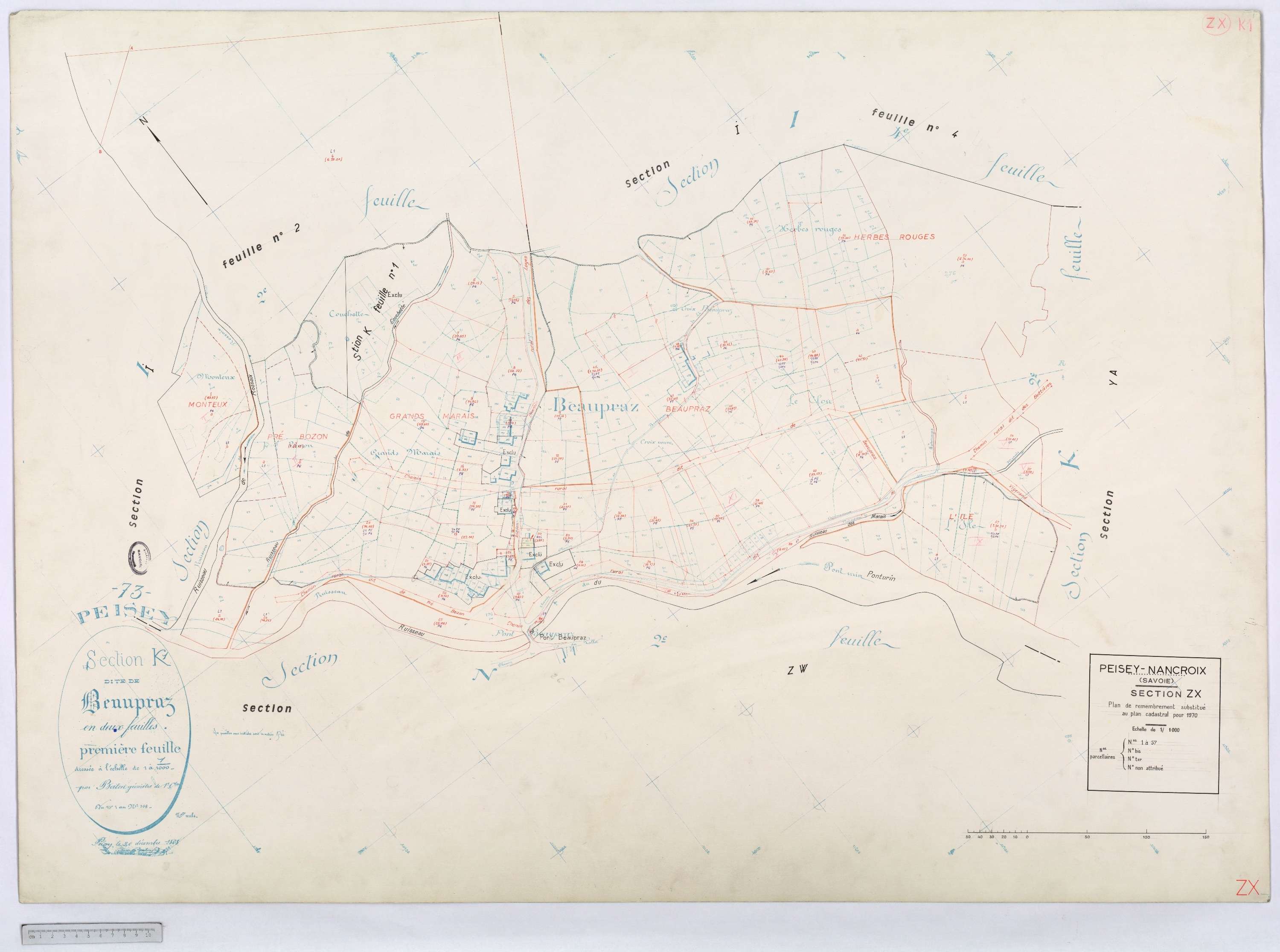 Peisey-Nancroix - Cadastre rénové (1966) et remembré (1970).