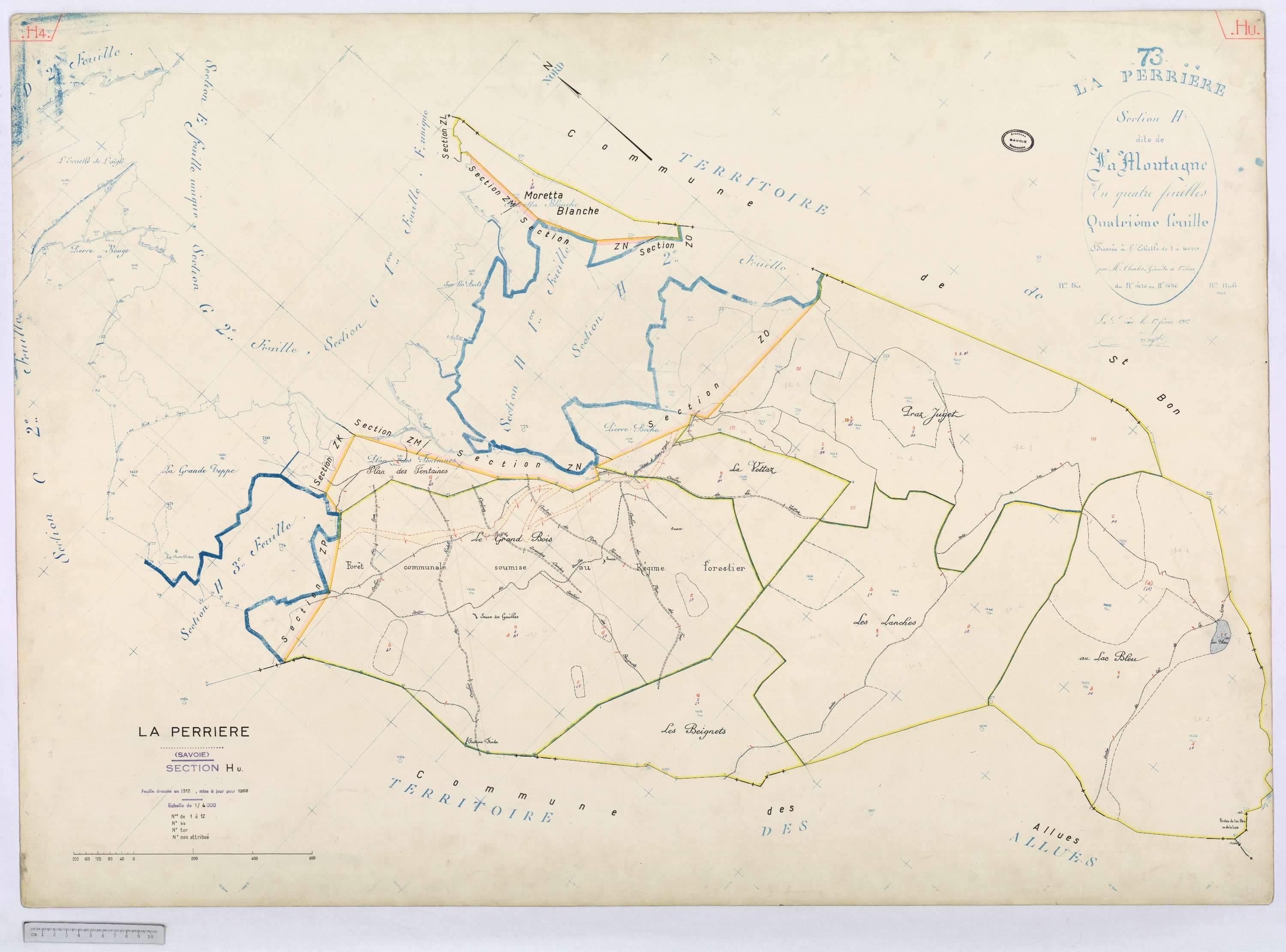 La Perrière - Cadastre rénové (1968) et remembré (1968).