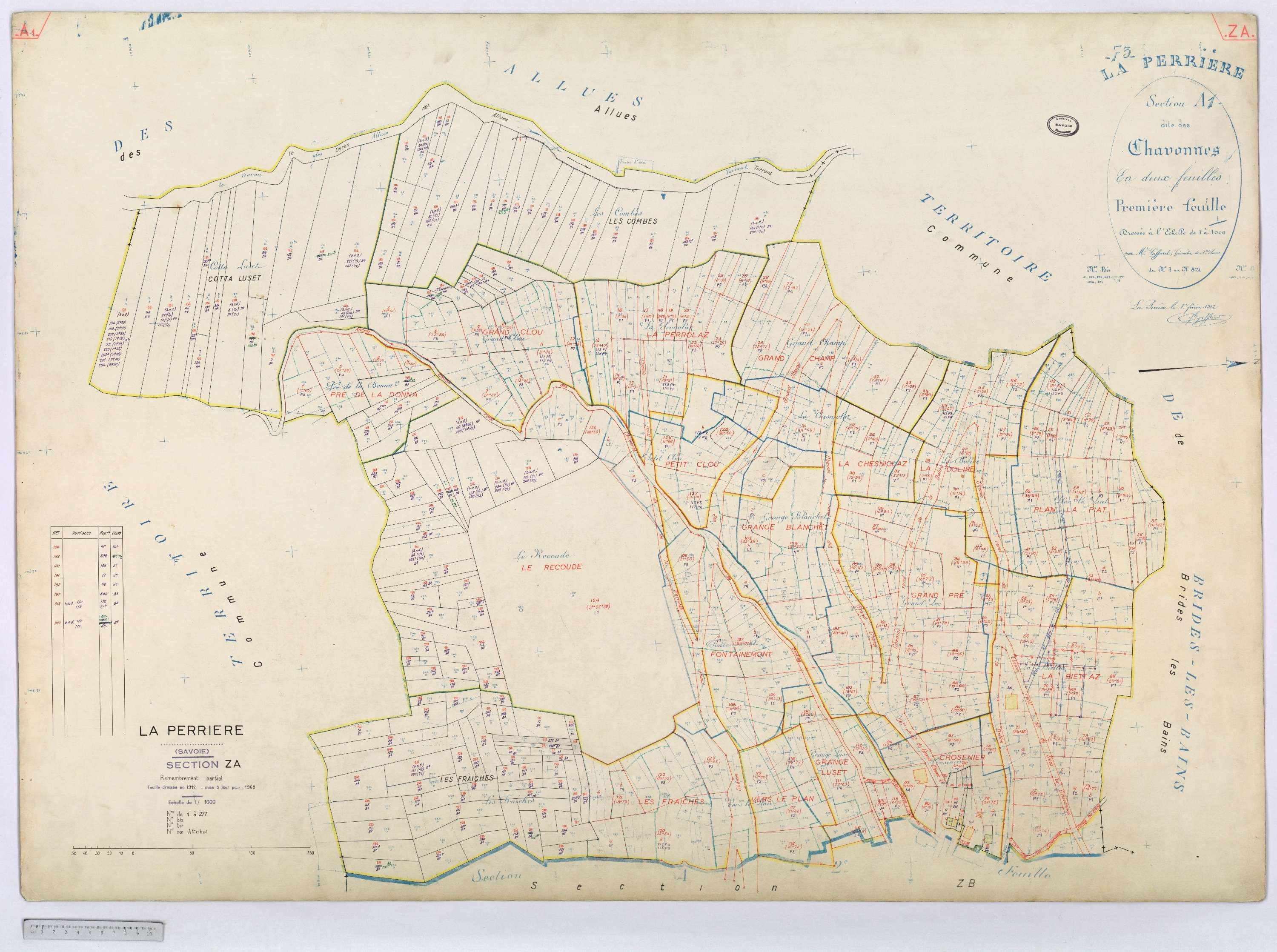La Perrière - Cadastre rénové (1968) et remembré (1968).