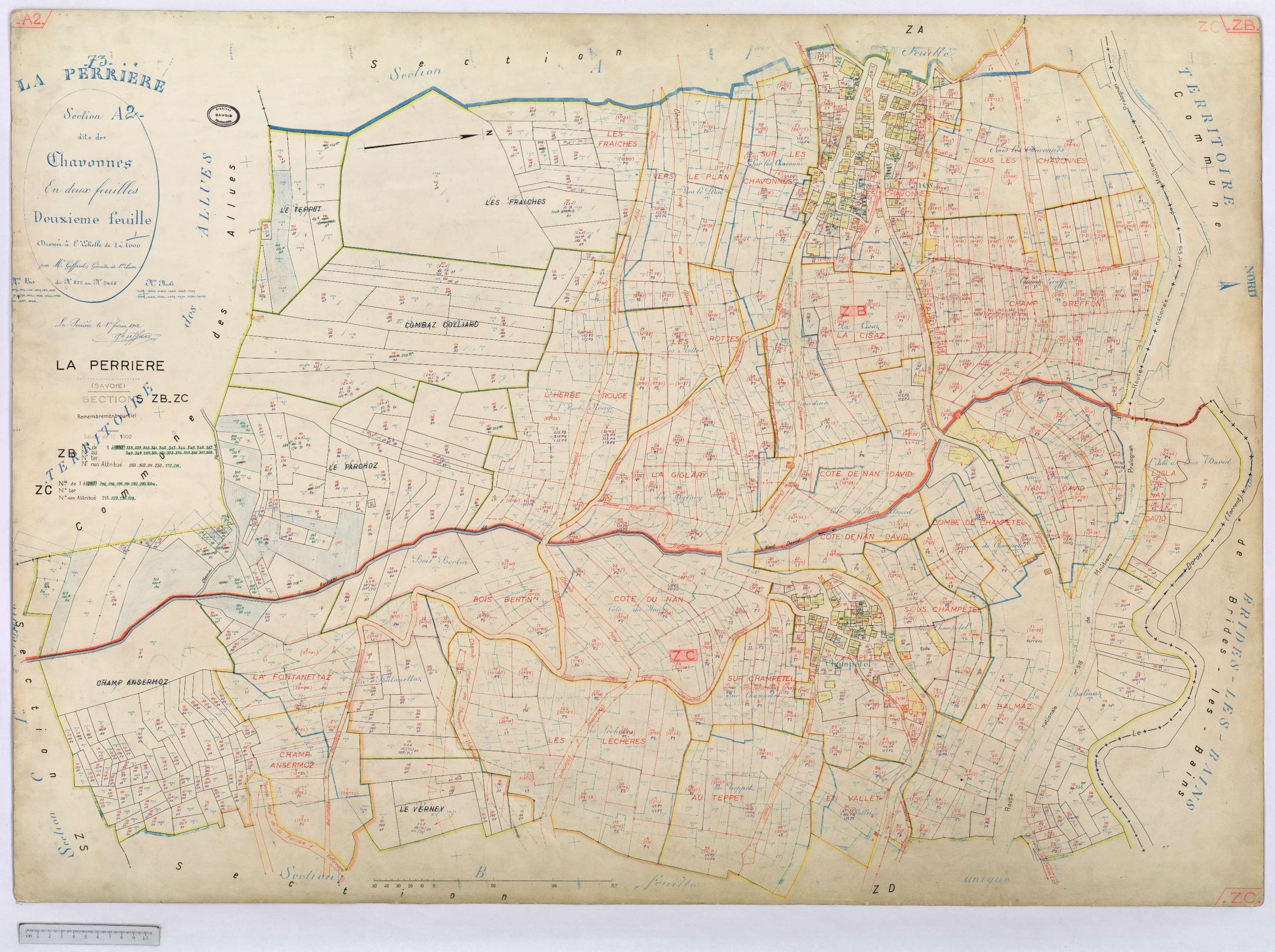 La Perrière - Cadastre rénové (1968) et remembré (1968).