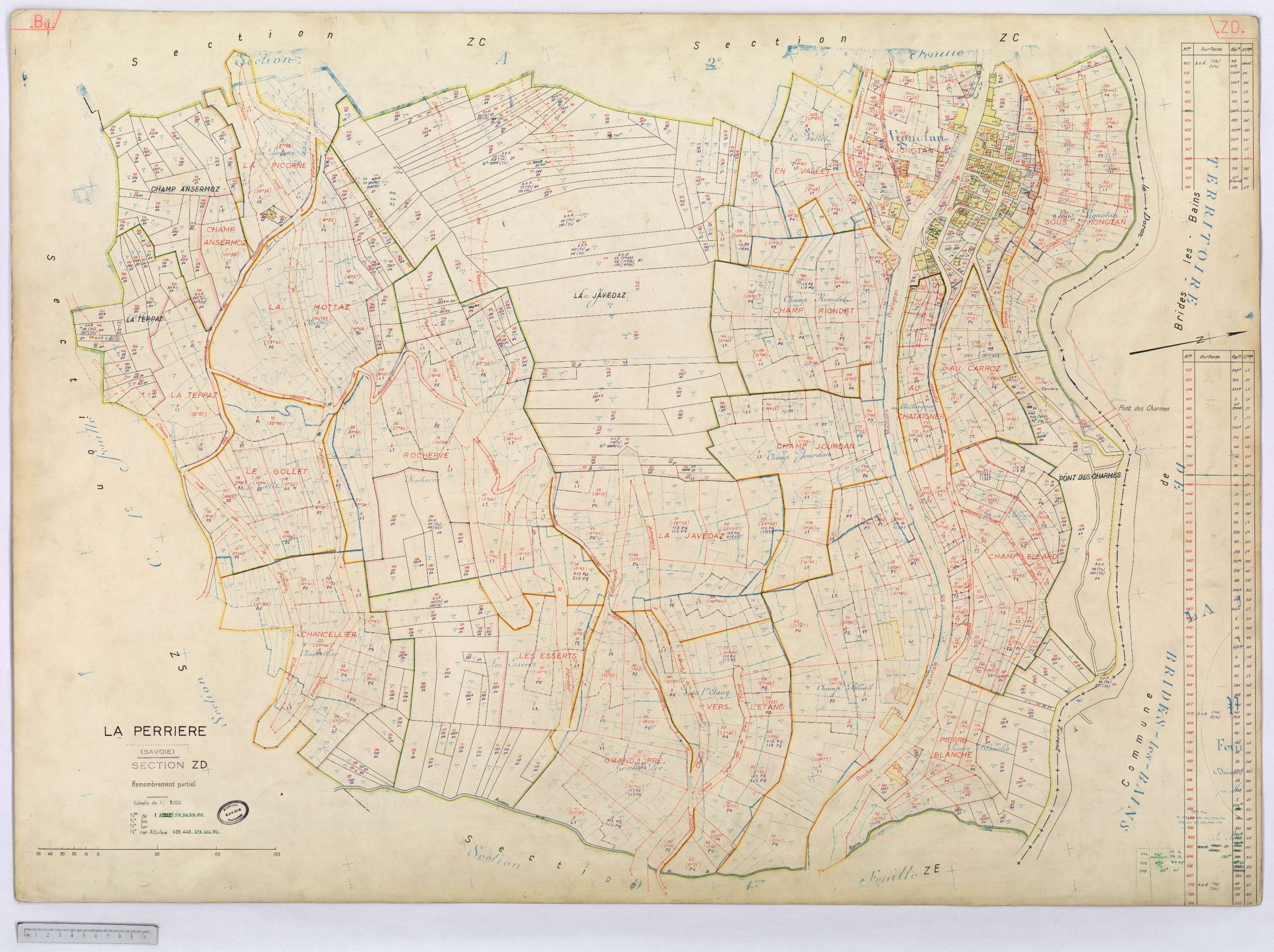 La Perrière - Cadastre rénové (1968) et remembré (1968).
