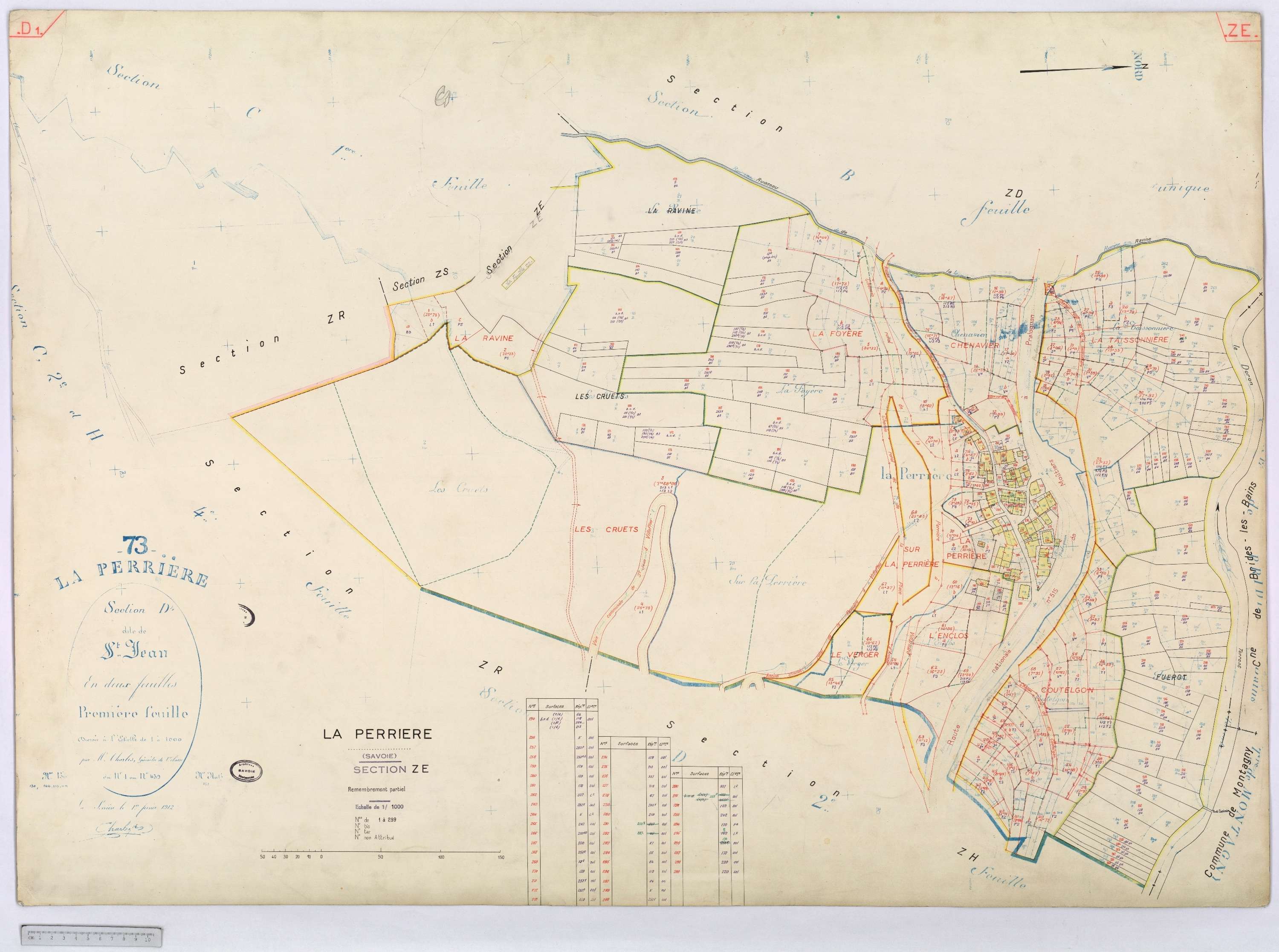 La Perrière - Cadastre rénové (1968) et remembré (1968).