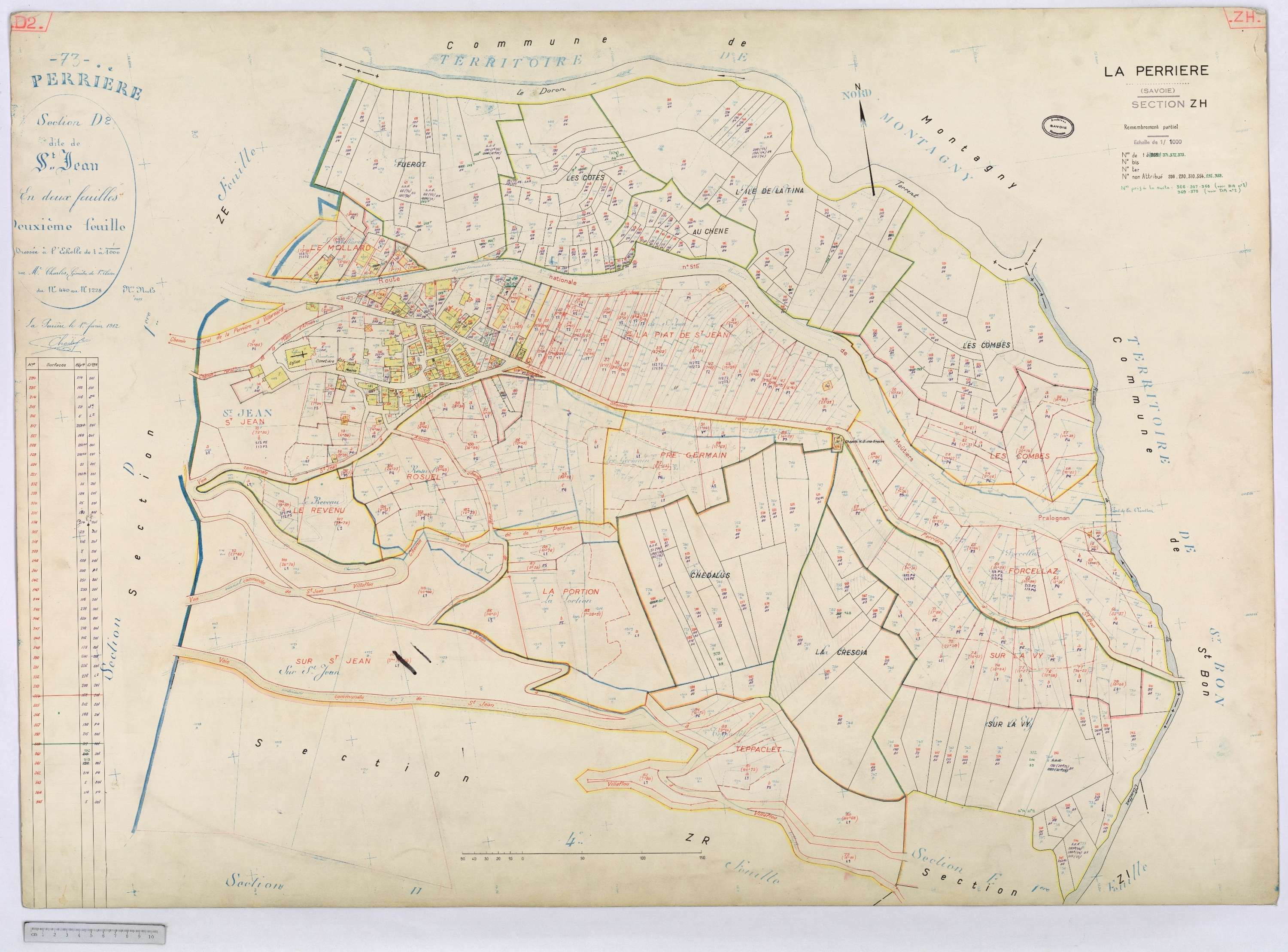 La Perrière - Cadastre rénové (1968) et remembré (1968).