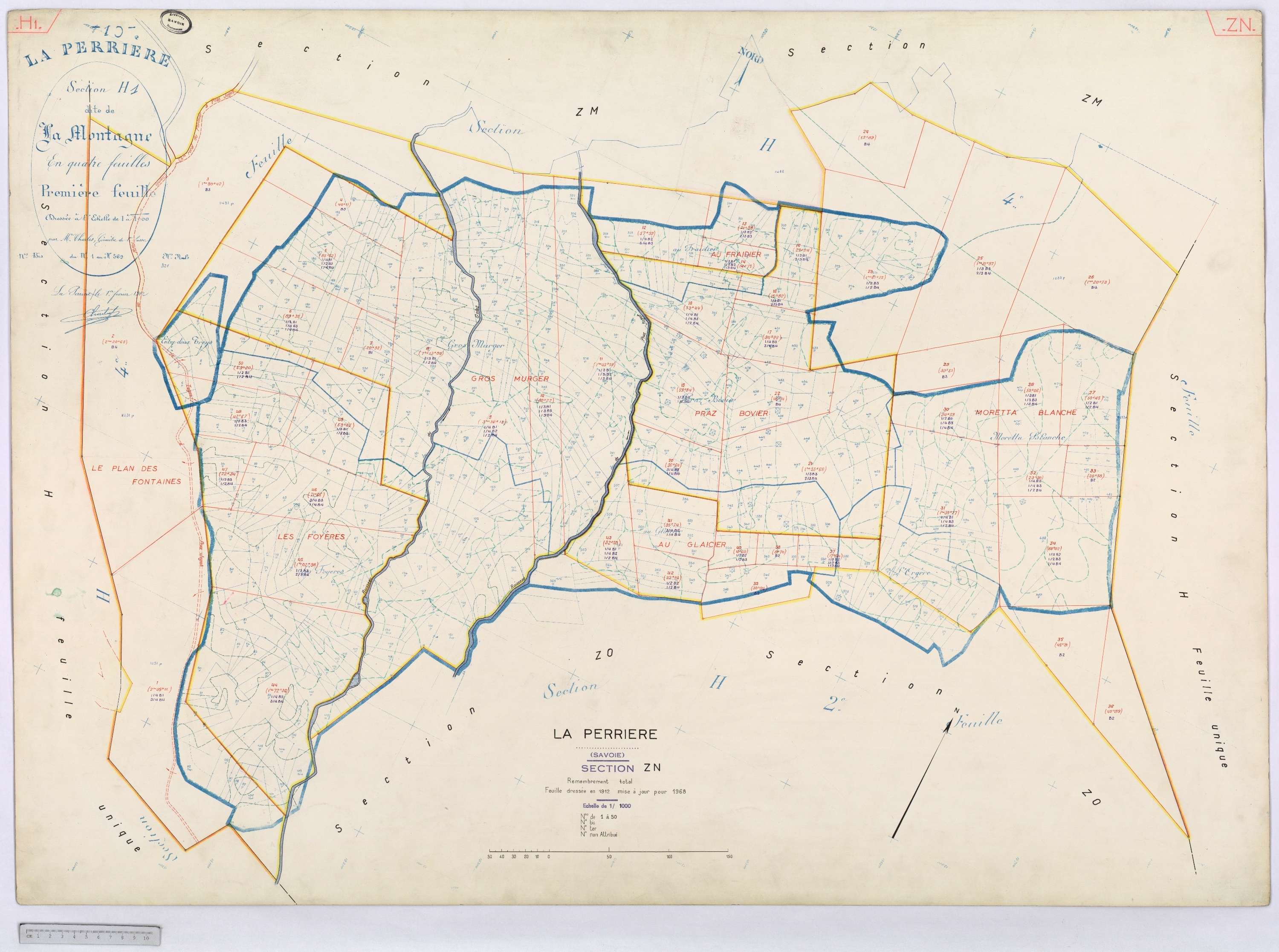 La Perrière - Cadastre rénové (1968) et remembré (1968).