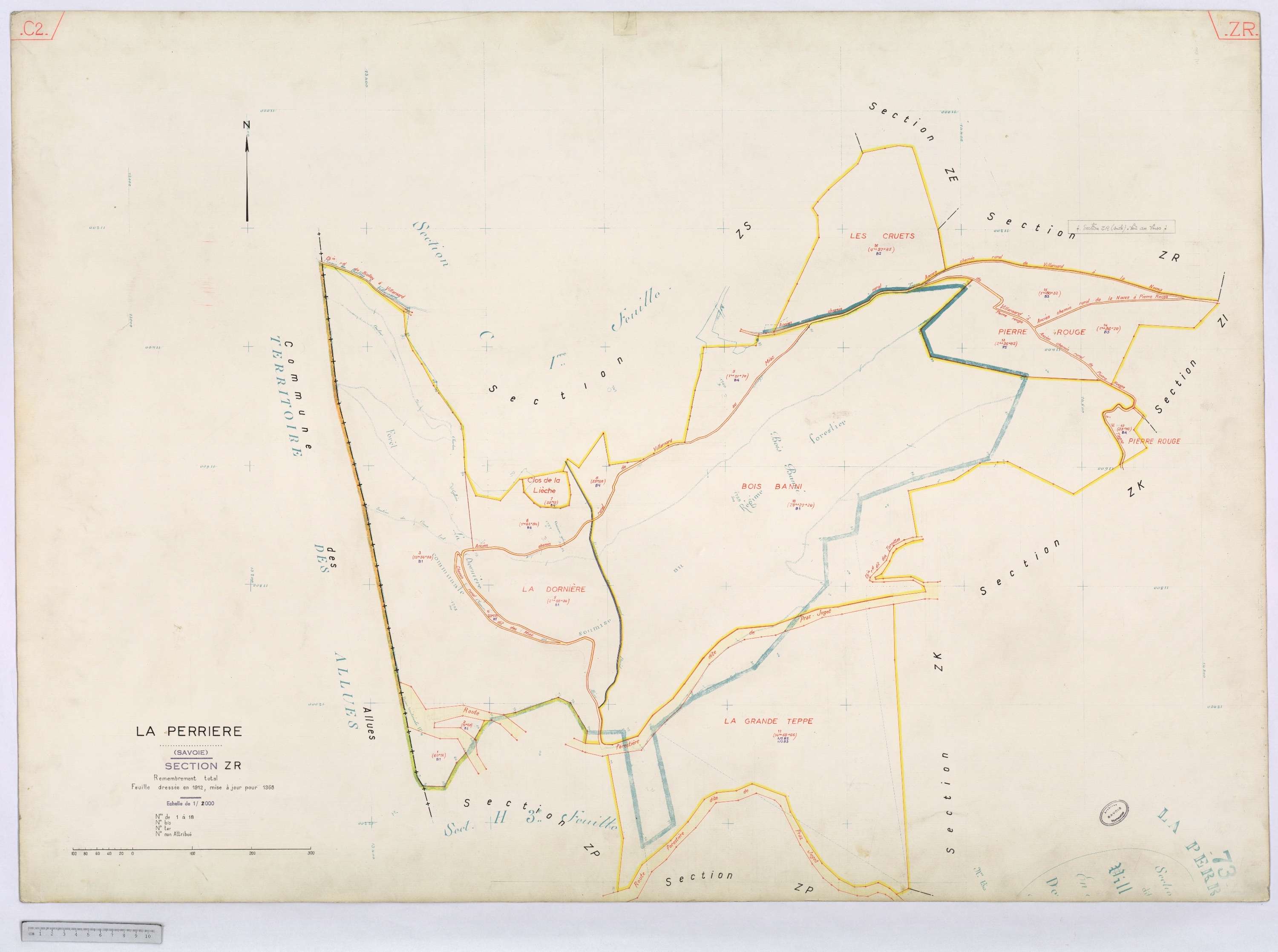 La Perrière - Cadastre rénové (1968) et remembré (1968).