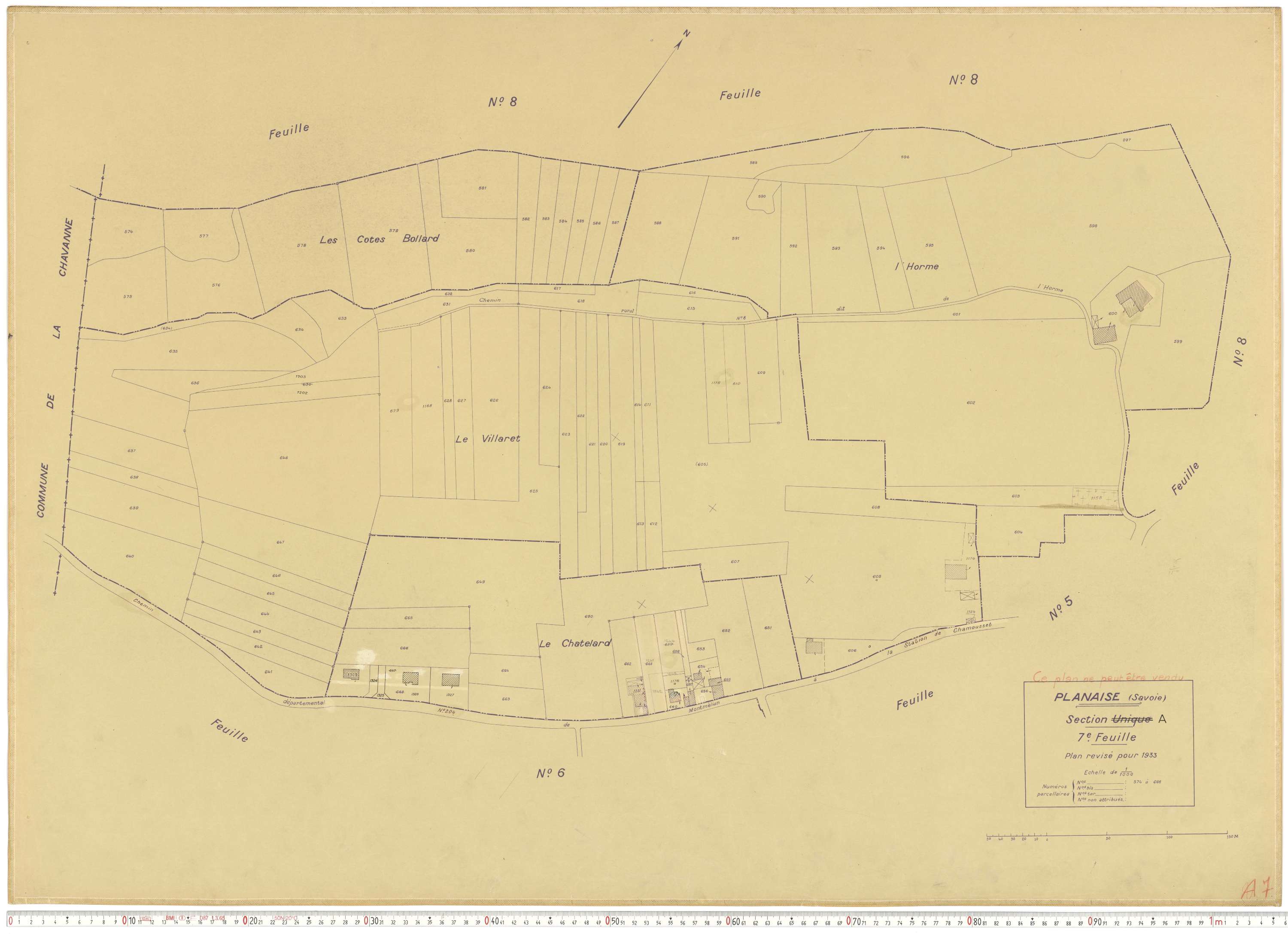 Planaise - Plans cadastraux du cadastre rénové en 1933 et mis à jour en 1988.