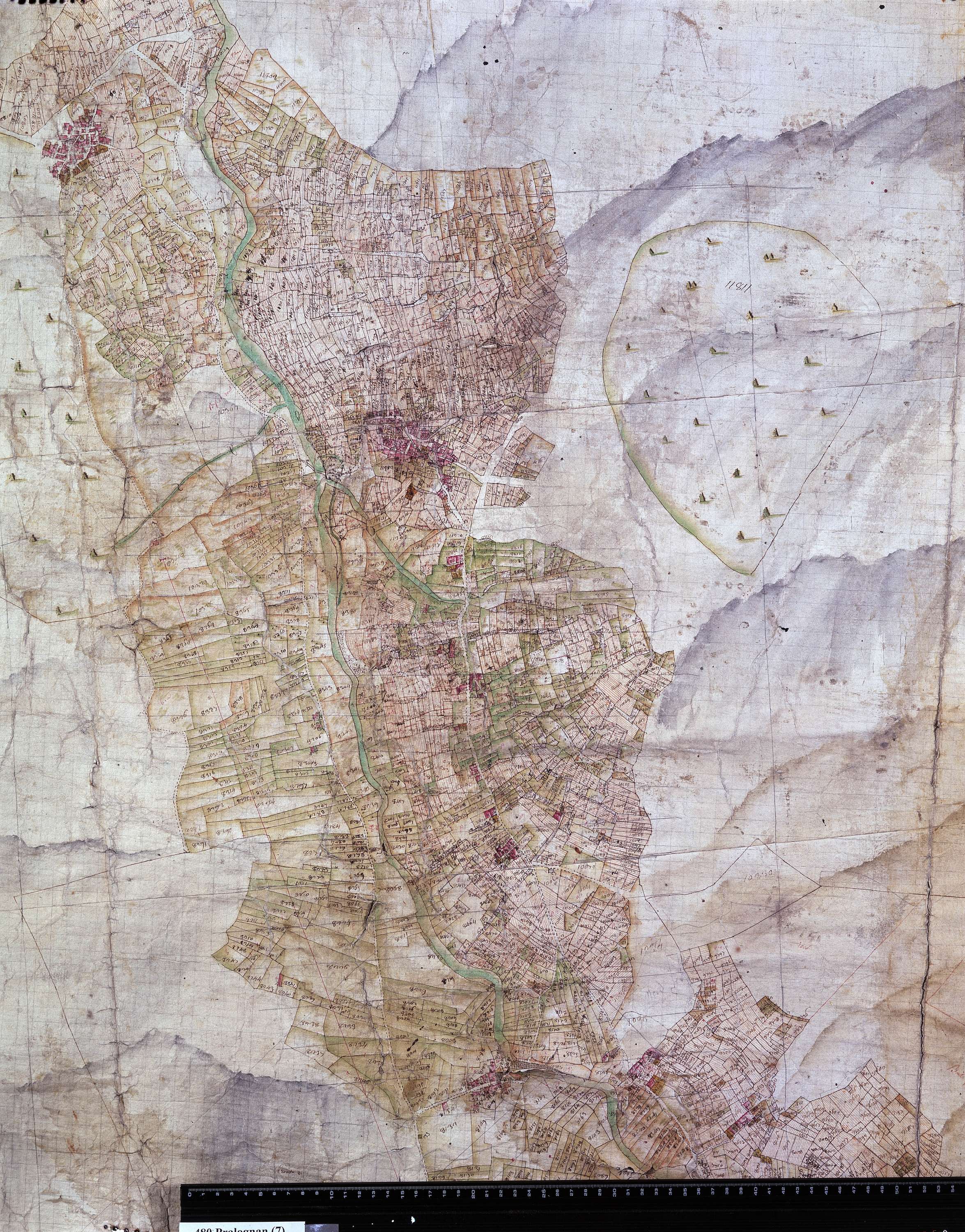 Planay - Copie de la mappe originale (plan cadastral) de la commune de Pralognan-Planey. Signée Cocelli, directeur de la péréquation.