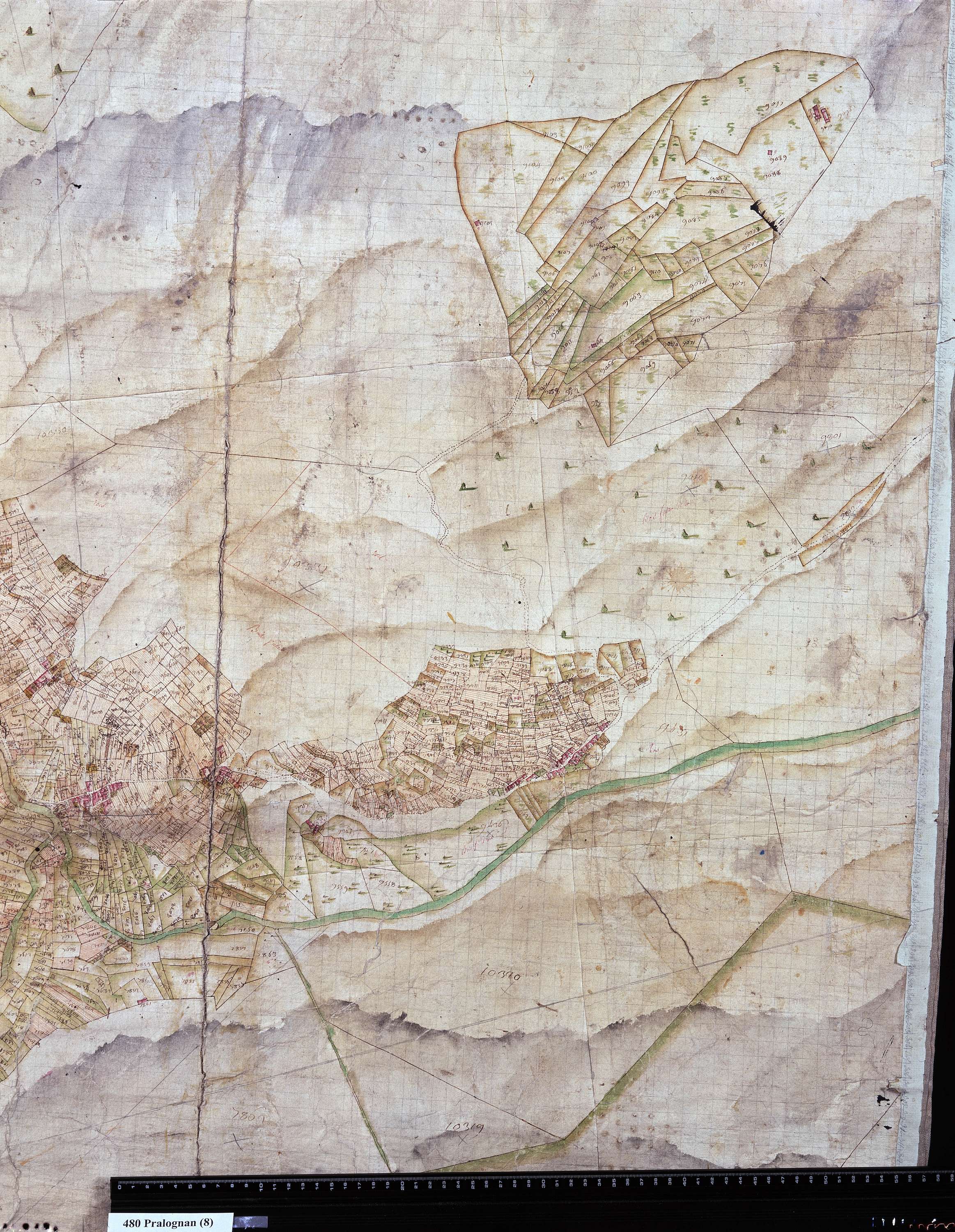 Planay - Copie de la mappe originale (plan cadastral) de la commune de Pralognan-Planey. Signée Cocelli, directeur de la péréquation.