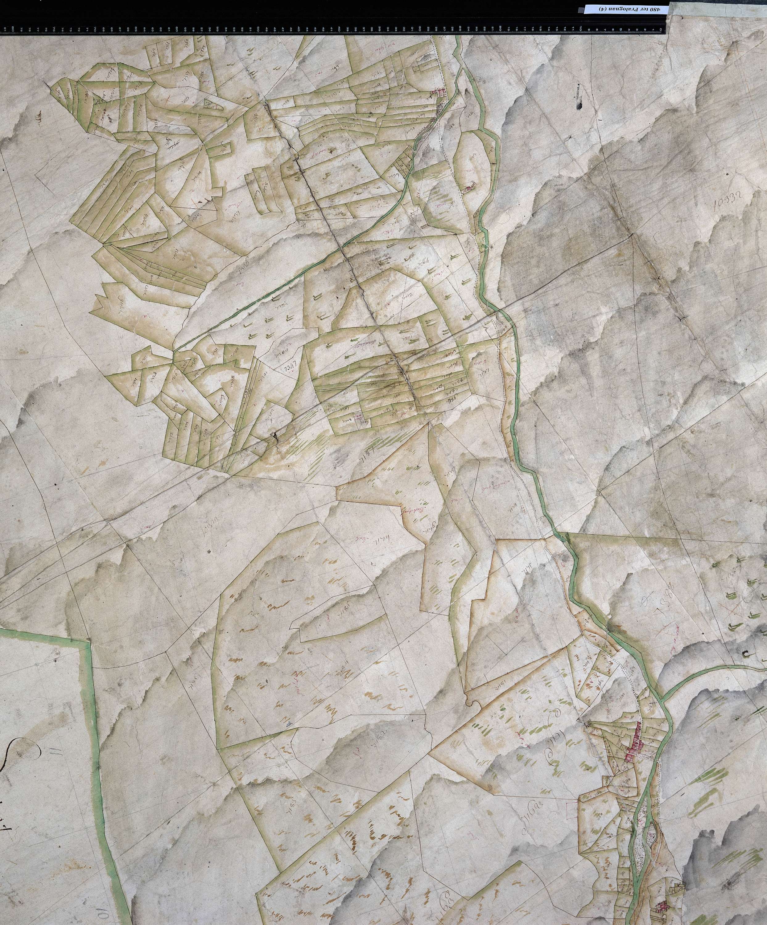 Planay - Copie de la mappe originale (plan cadastral) de la commune de Pralognan-Planey. Signée Cocelli, directeur de la péréquation.