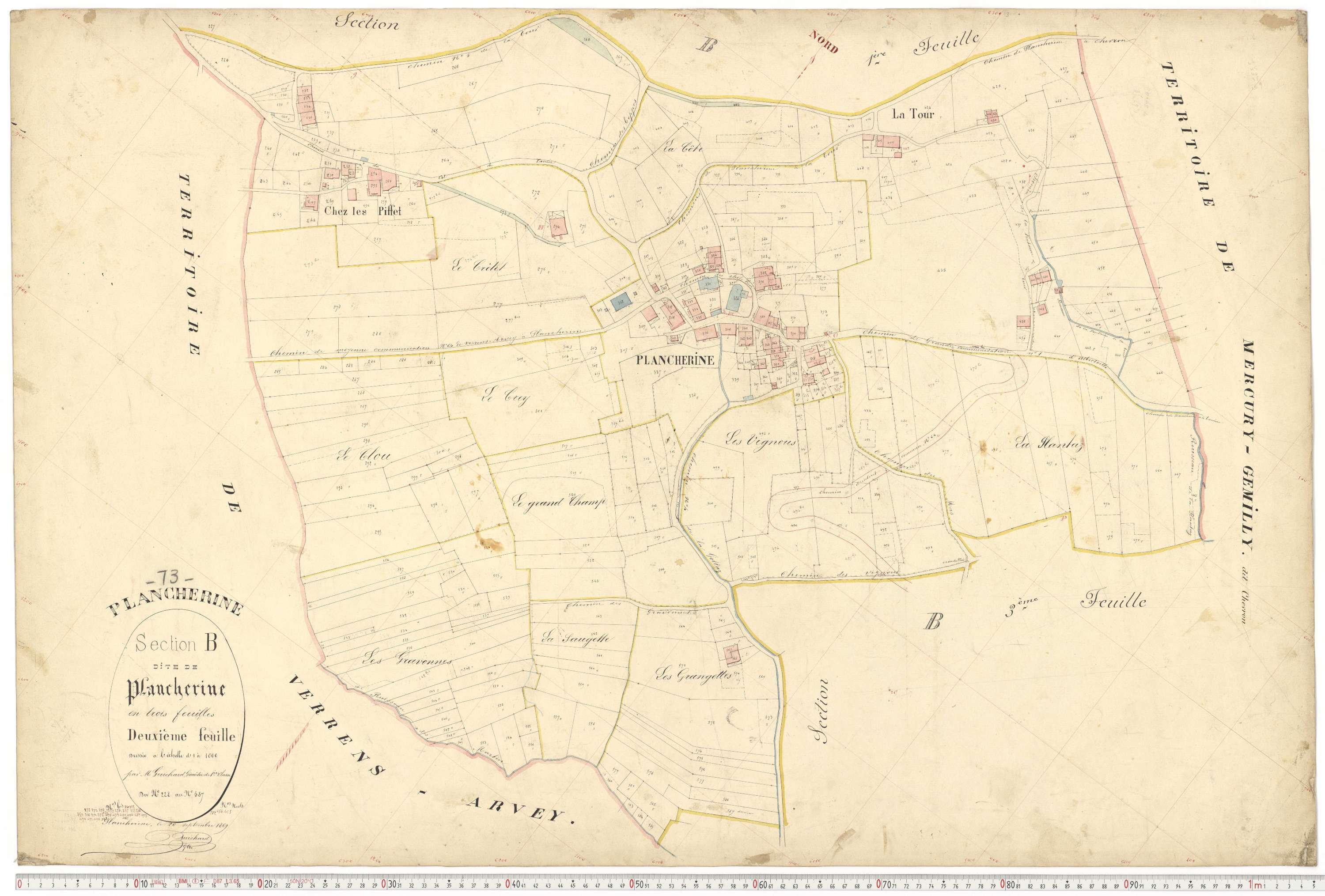 Plancherine - Plans cadastraux du premier cadastre français.