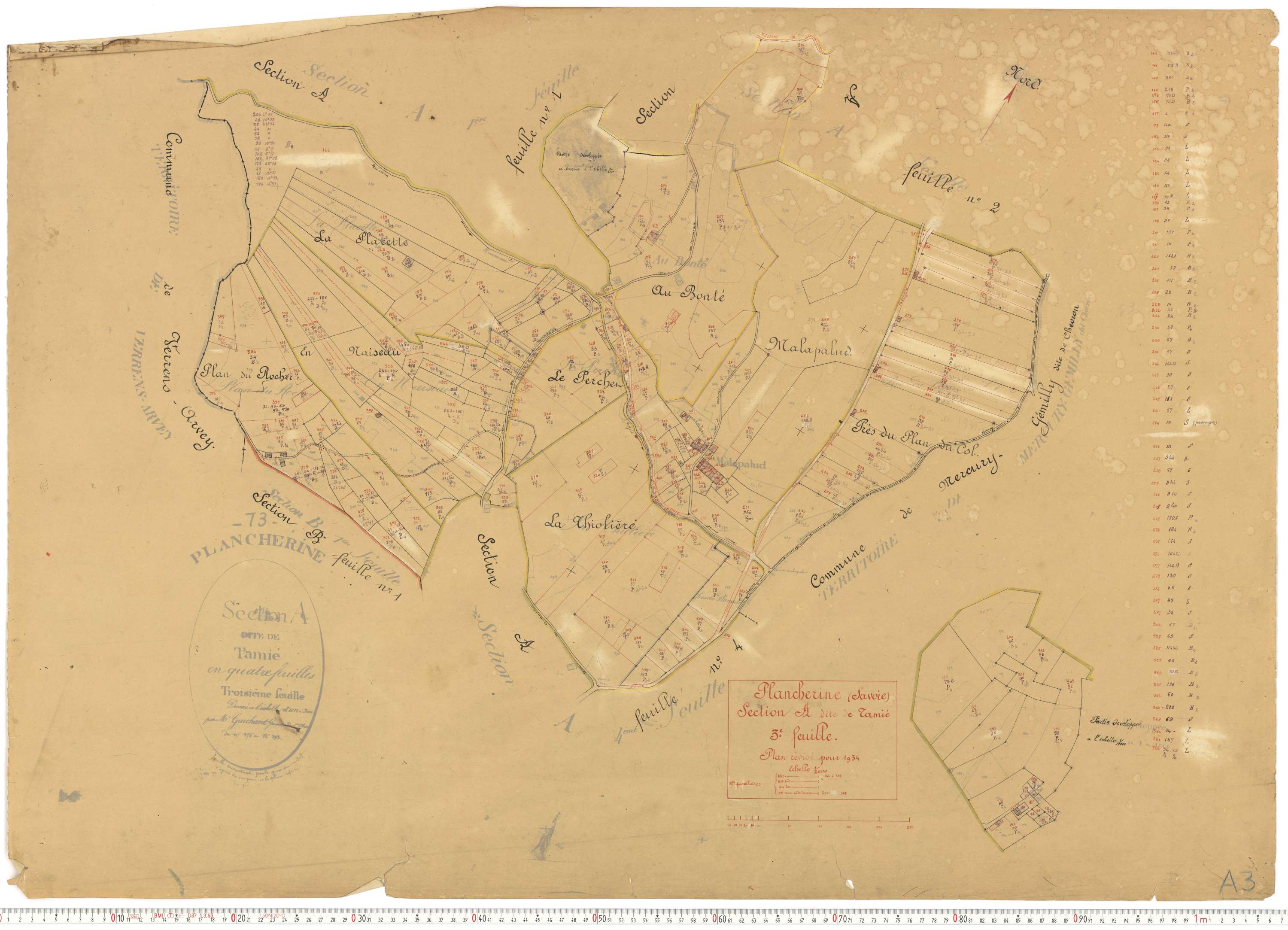 Plancherine - Plans cadastraux du cadastre rénové.