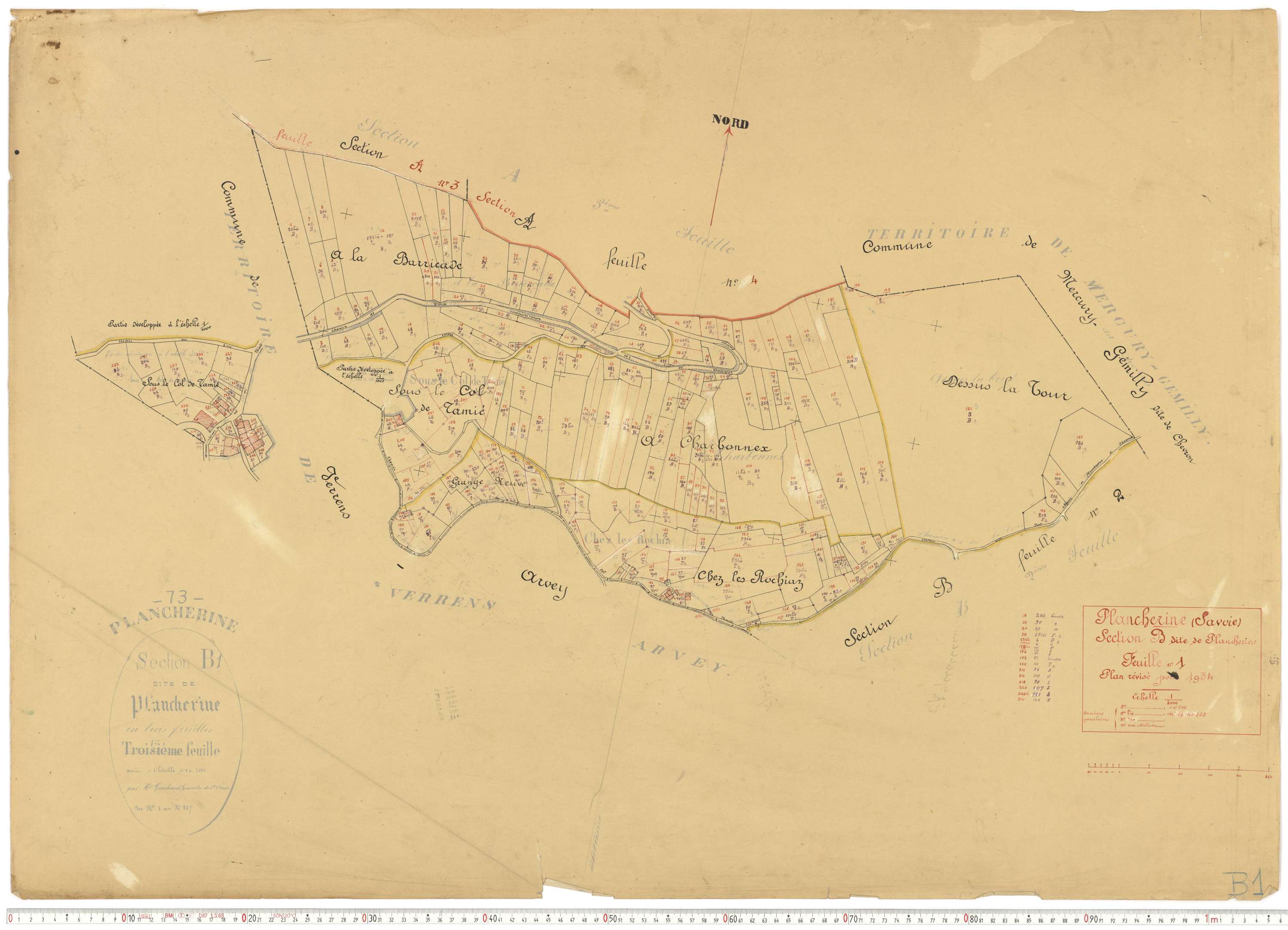 Plancherine - Plans cadastraux du cadastre rénové.