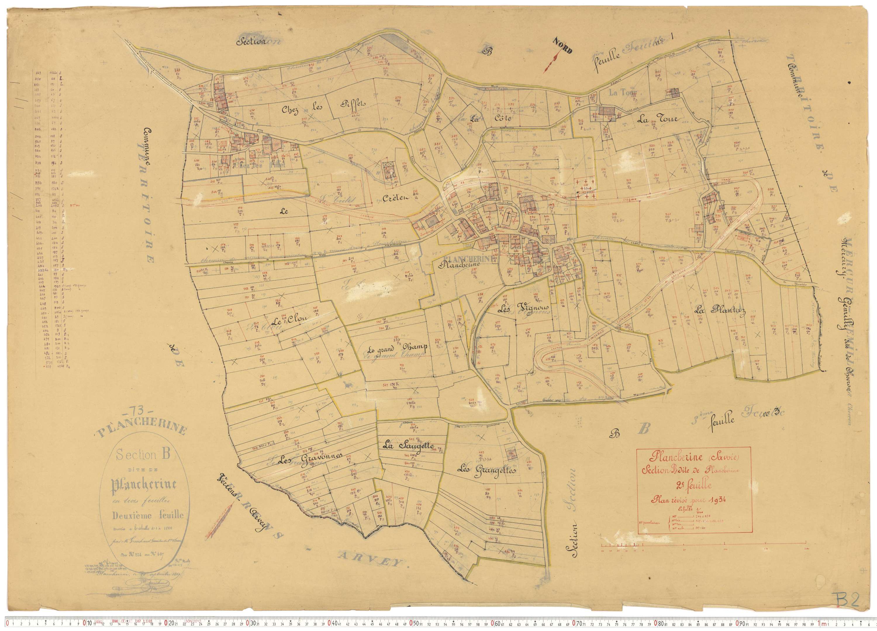 Plancherine - Plans cadastraux du cadastre rénové.