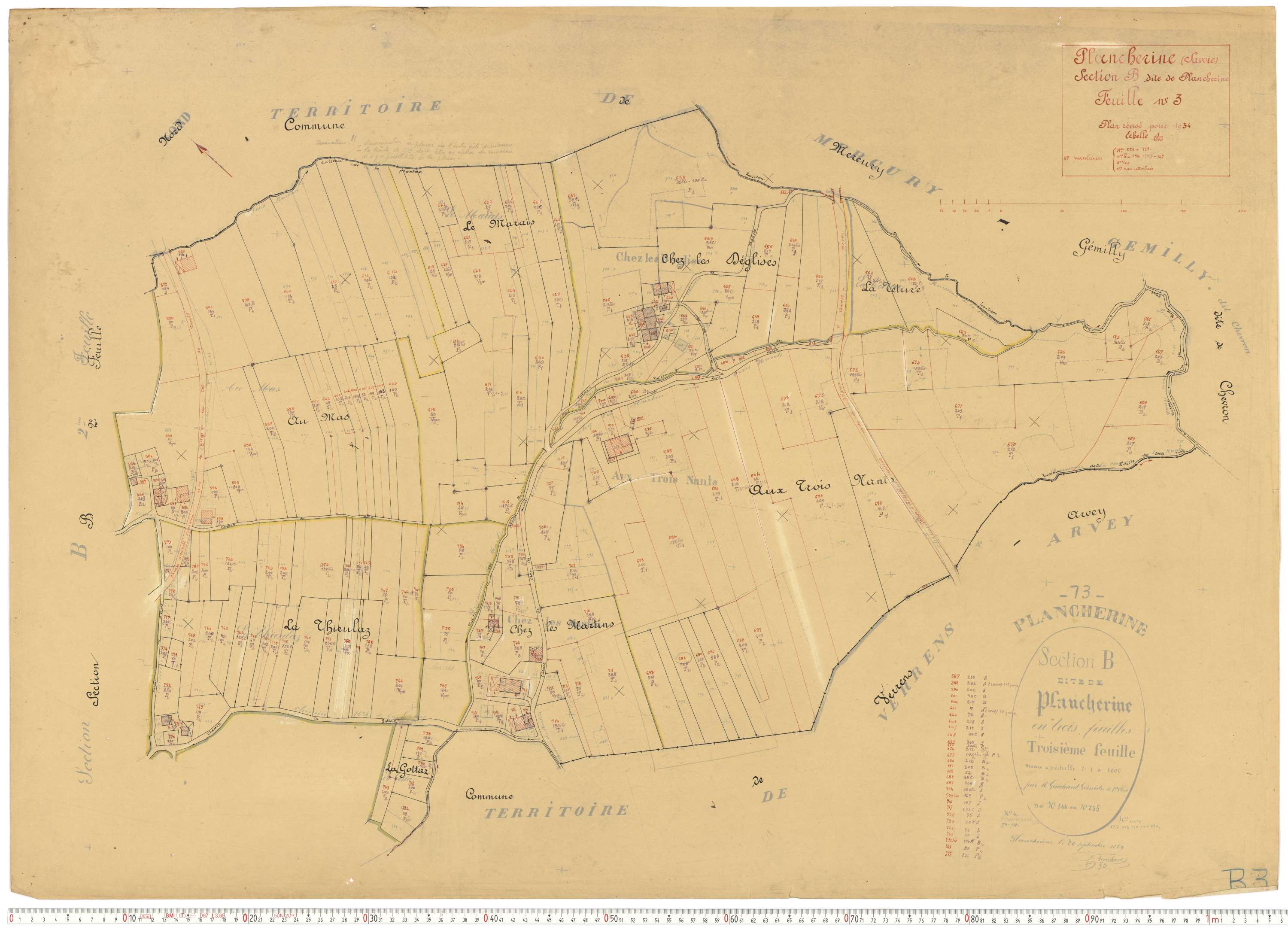 Plancherine - Plans cadastraux du cadastre rénové.