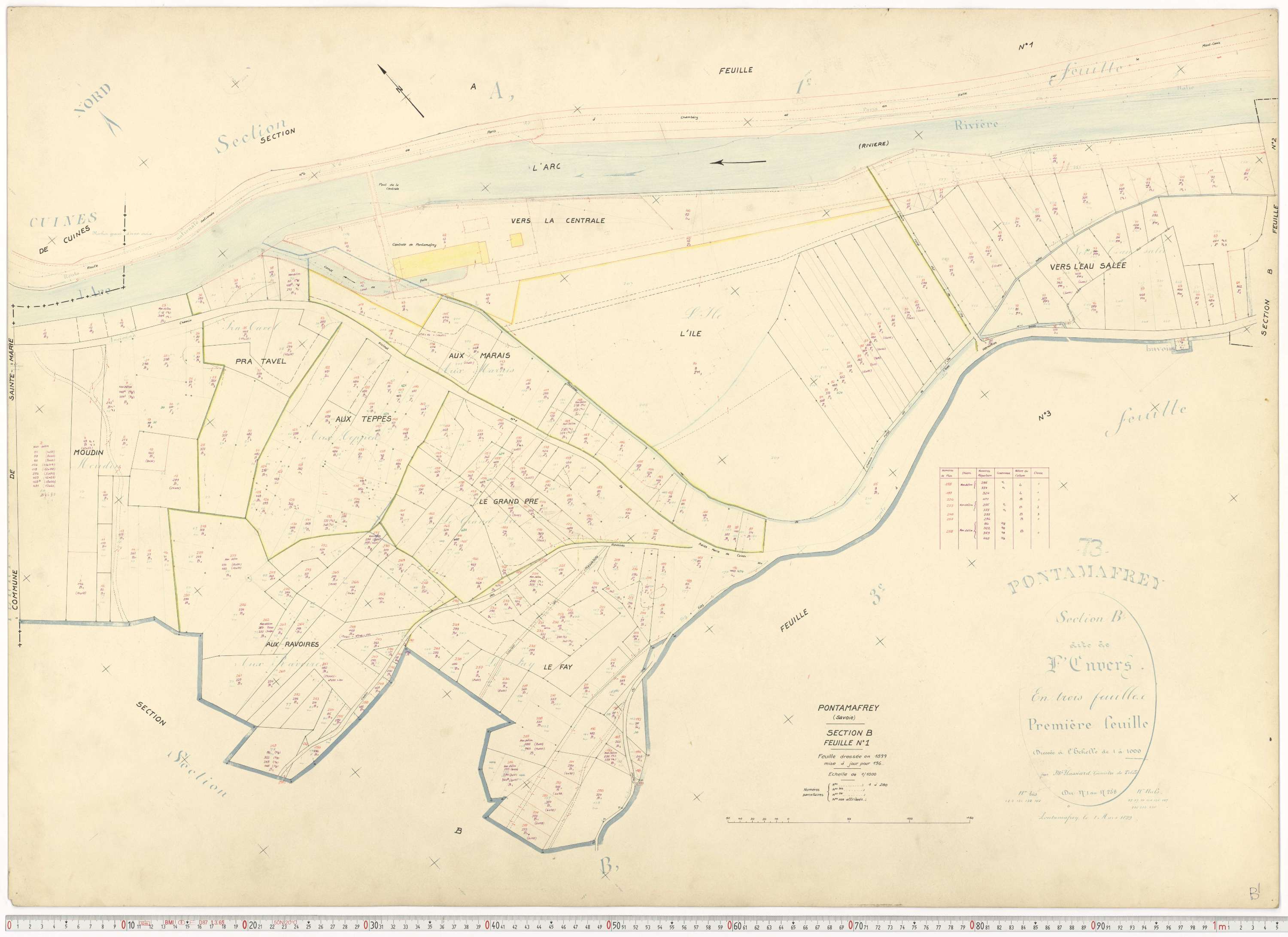 Pontamafrey-Montpascal - Plans cadastraux du cadastre rénové.