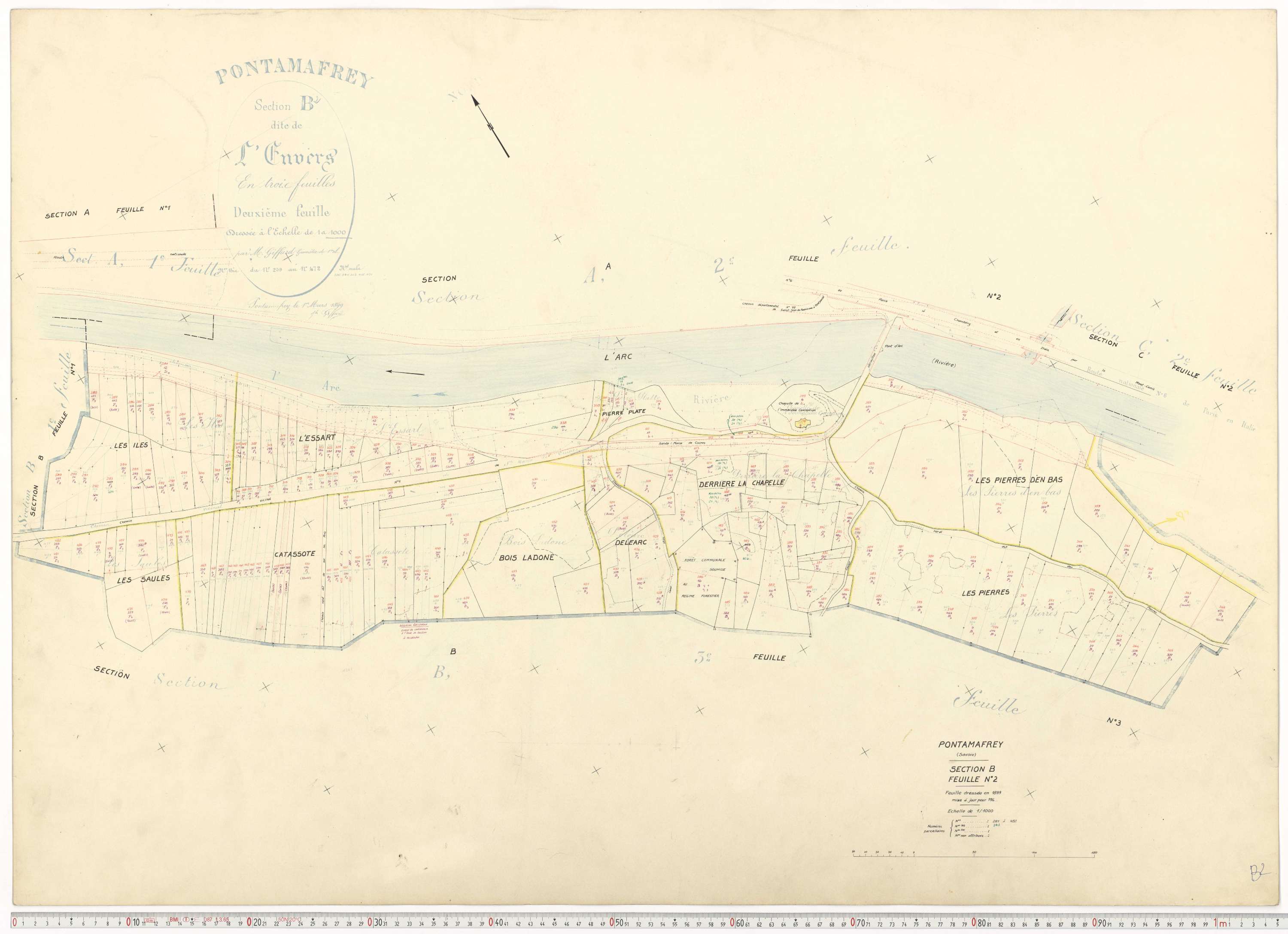 Pontamafrey-Montpascal - Plans cadastraux du cadastre rénové.