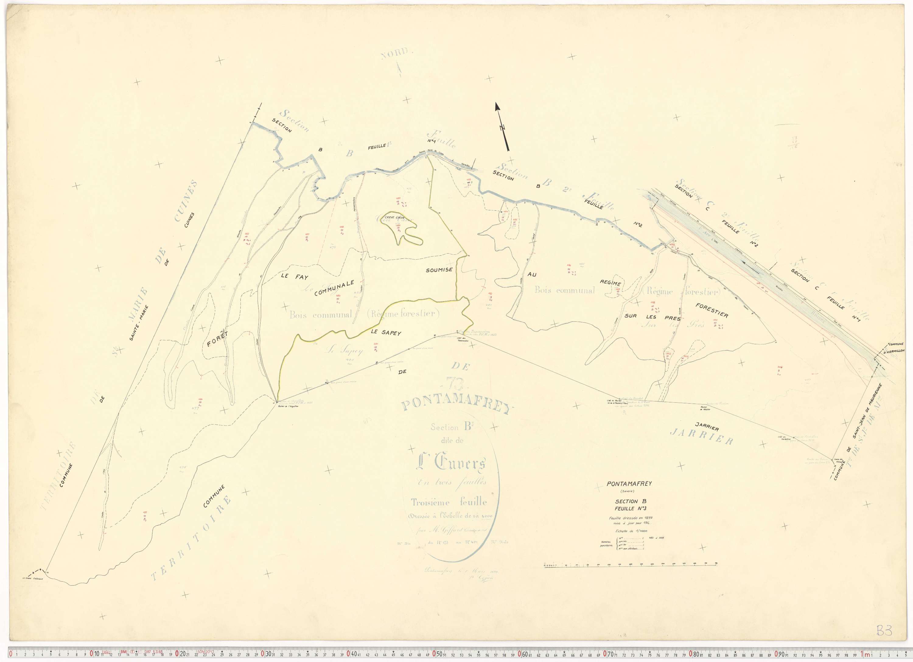 Pontamafrey-Montpascal - Plans cadastraux du cadastre rénové.