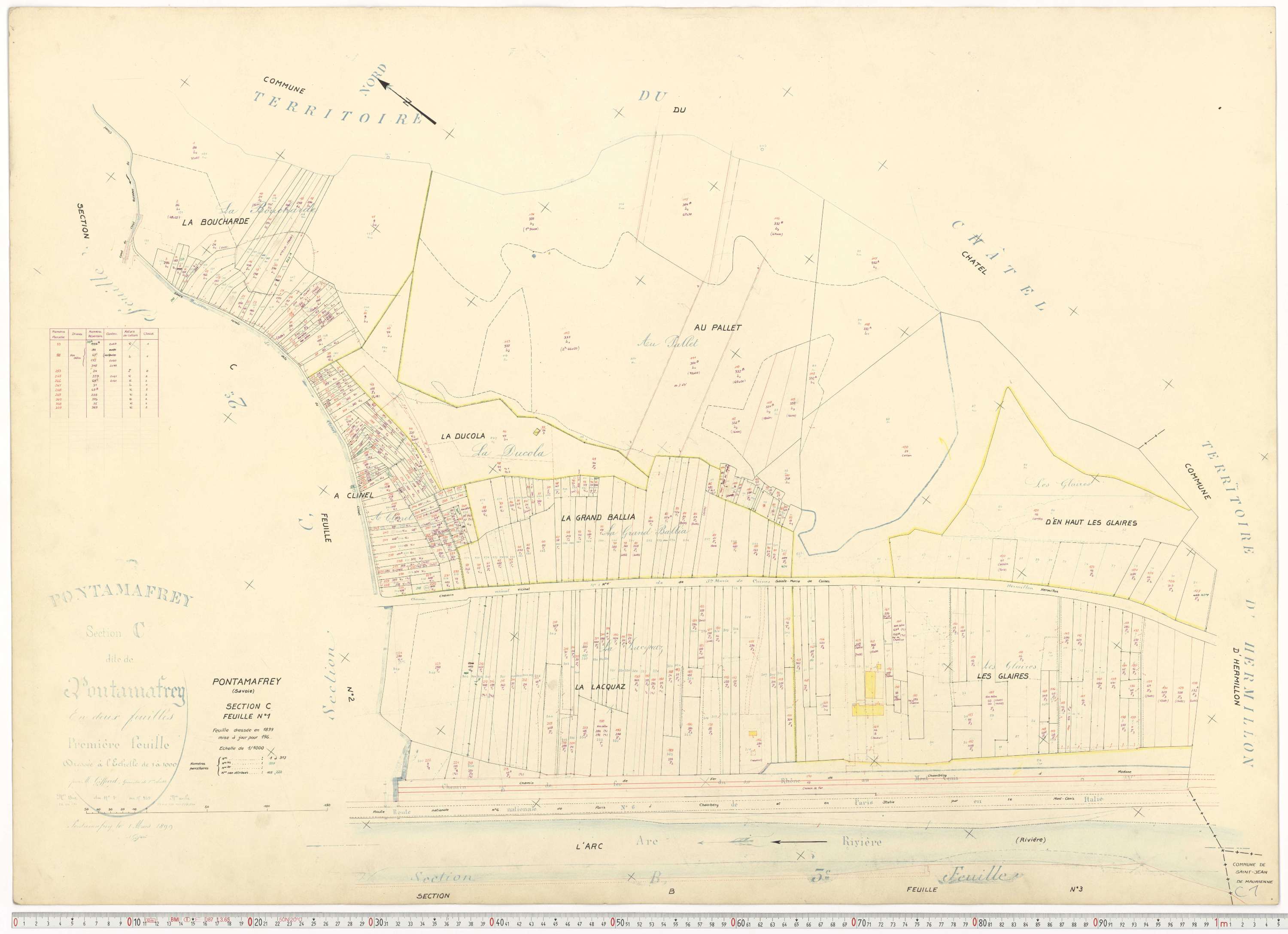 Pontamafrey-Montpascal - Plans cadastraux du cadastre rénové.
