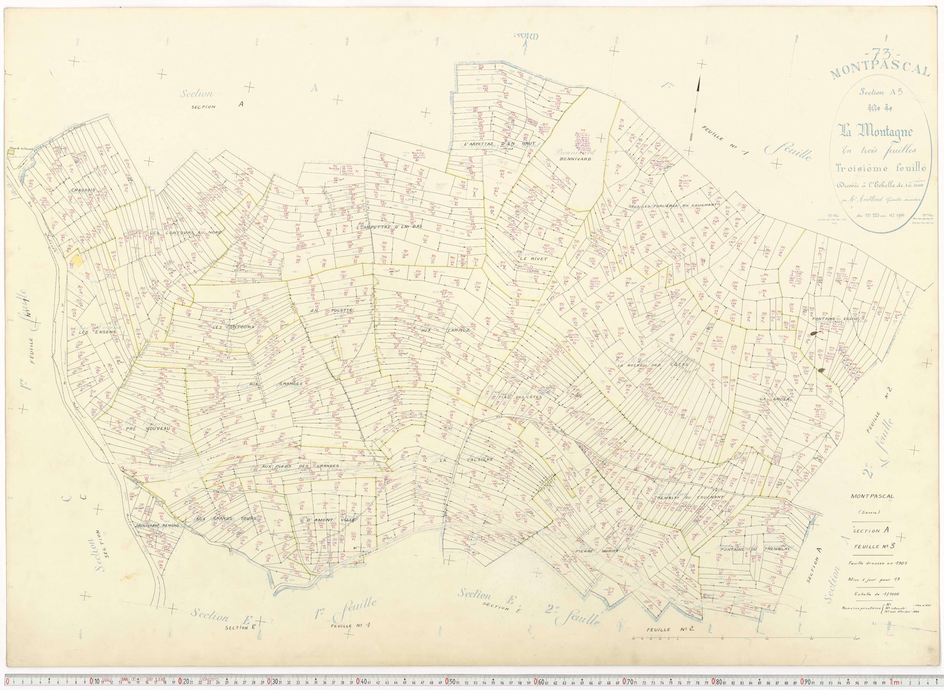 Pontamafrey-Montpascal - Plans cadastraux du cadastre rénové.