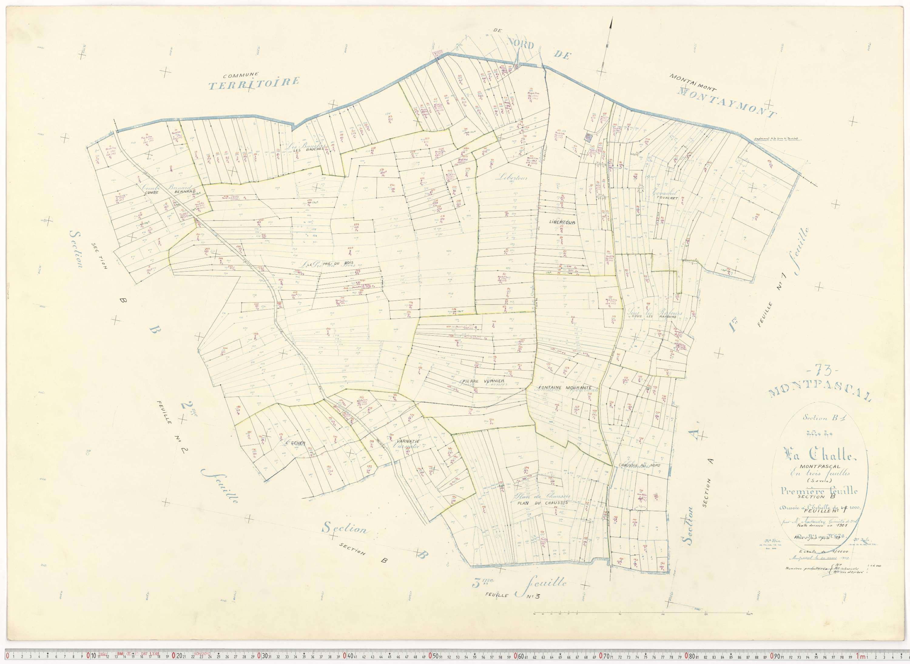 Pontamafrey-Montpascal - Plans cadastraux du cadastre rénové.