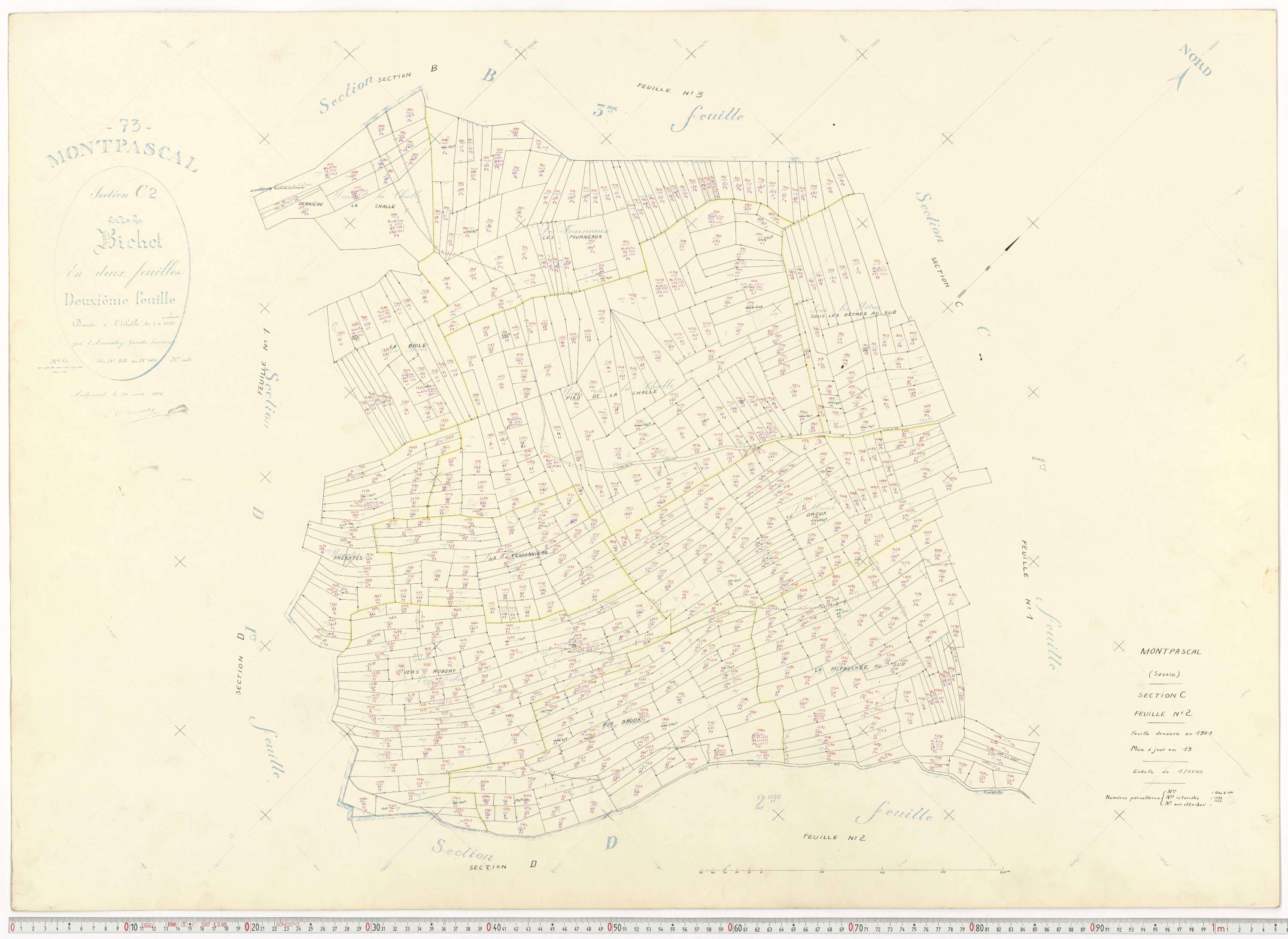 Pontamafrey-Montpascal - Plans cadastraux du cadastre rénové.