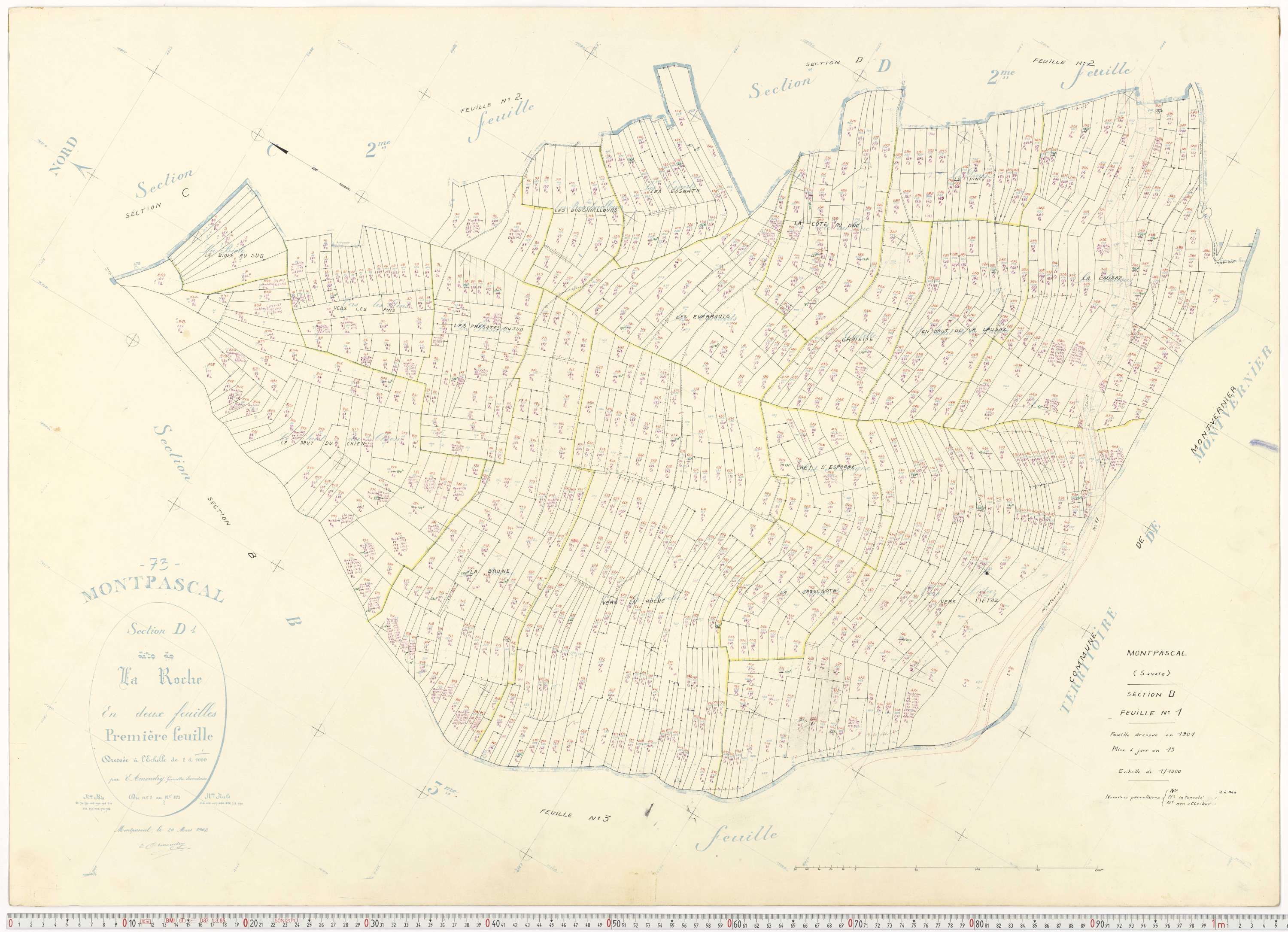 Pontamafrey-Montpascal - Plans cadastraux du cadastre rénové.