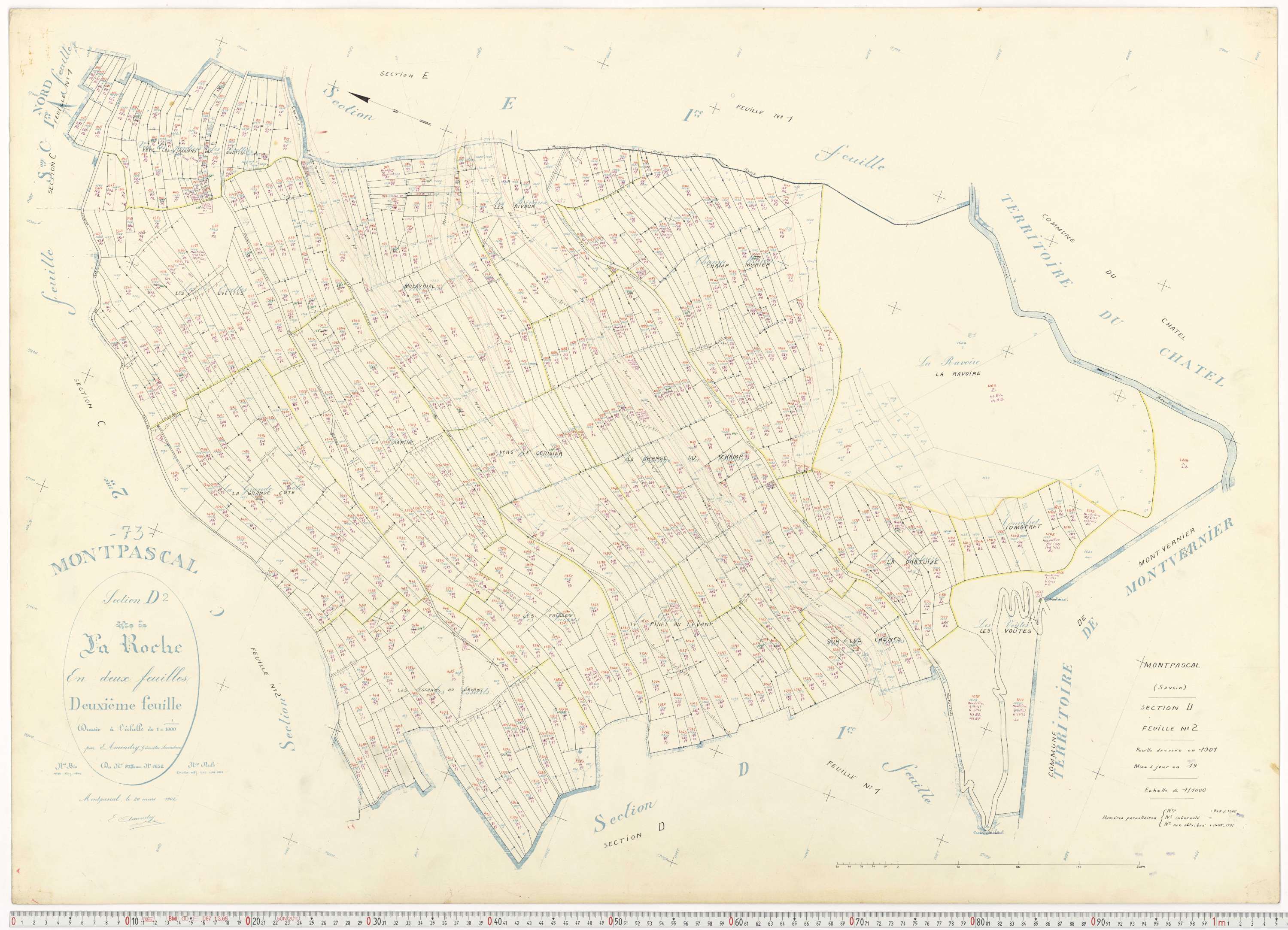 Pontamafrey-Montpascal - Plans cadastraux du cadastre rénové.