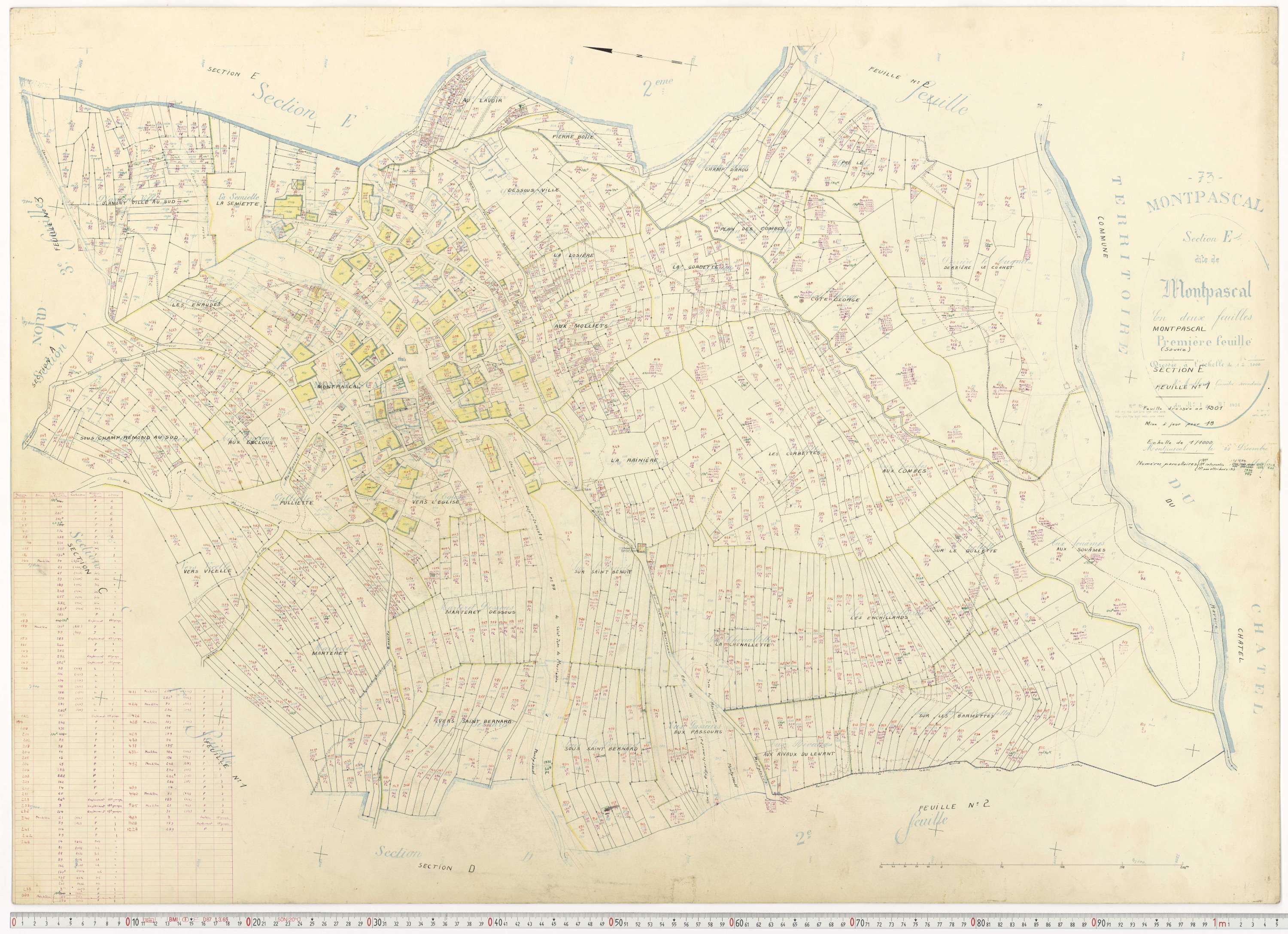 Pontamafrey-Montpascal - Plans cadastraux du cadastre rénové.
