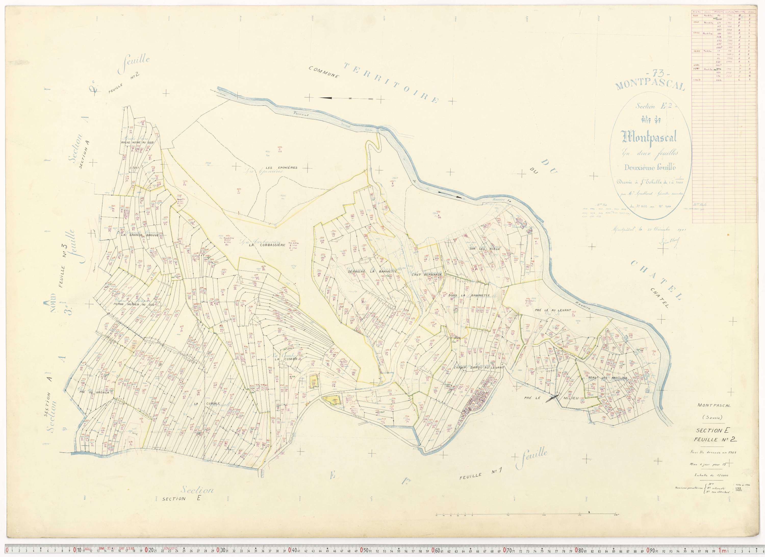 Pontamafrey-Montpascal - Plans cadastraux du cadastre rénové.