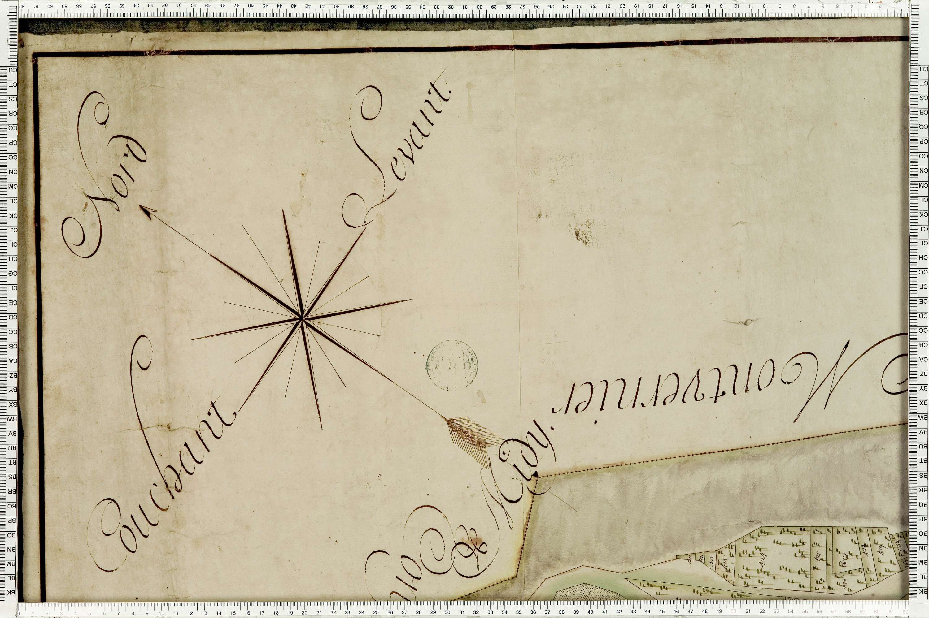 Pontamafrey-Montpascal - Copie de la mappe originale (plan cadastral) de la commune de Pontamafrey. Signée Cocelli, directeur du bureau de la péréquation.