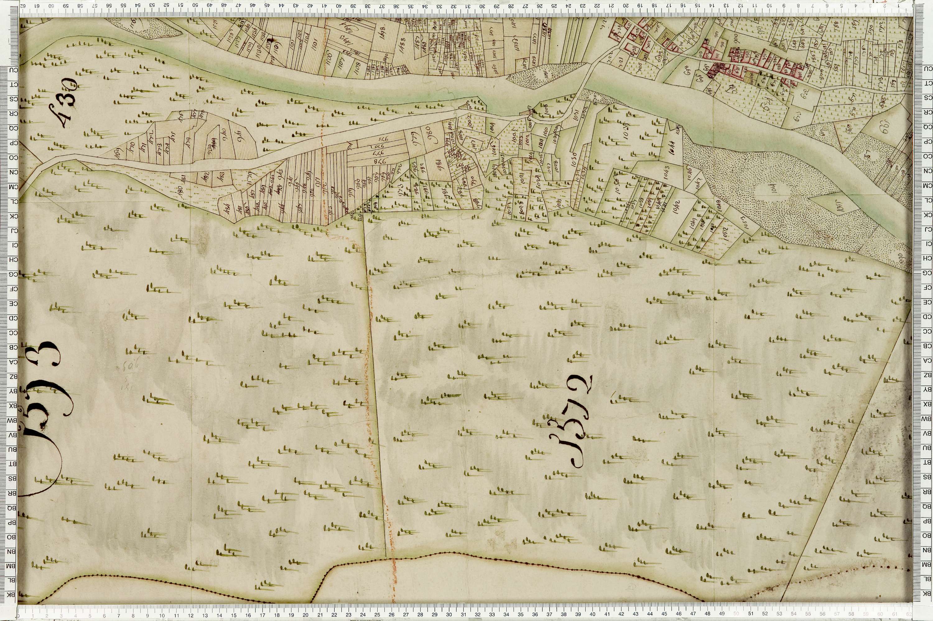 Pontamafrey-Montpascal - Copie de la mappe originale (plan cadastral) de la commune de Pontamafrey. Signée Cocelli, directeur du bureau de la péréquation.