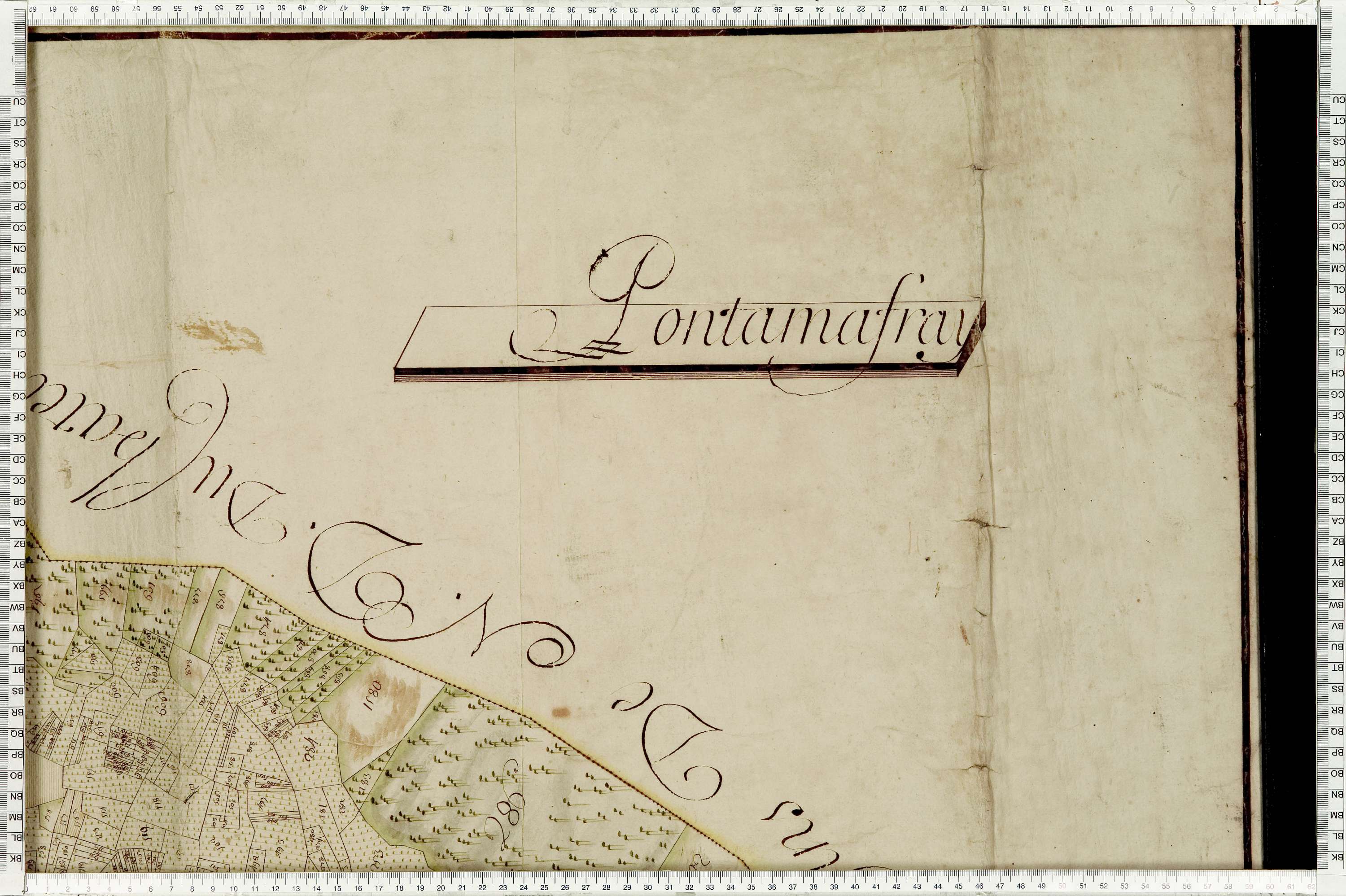 Pontamafrey-Montpascal - Copie de la mappe originale (plan cadastral) de la commune de Pontamafrey. Signée Cocelli, directeur du bureau de la péréquation.
