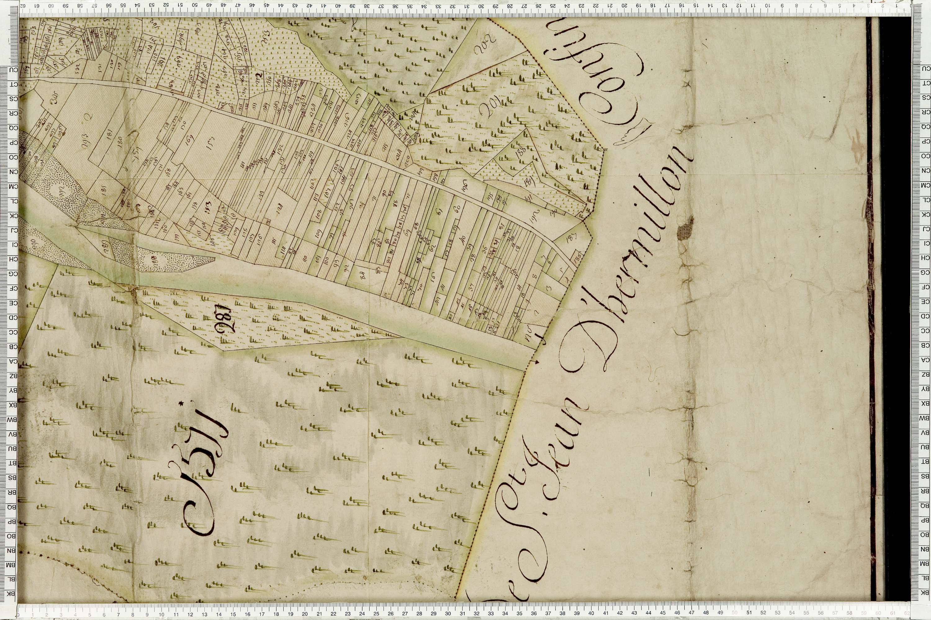Pontamafrey-Montpascal - Copie de la mappe originale (plan cadastral) de la commune de Pontamafrey. Signée Cocelli, directeur du bureau de la péréquation.