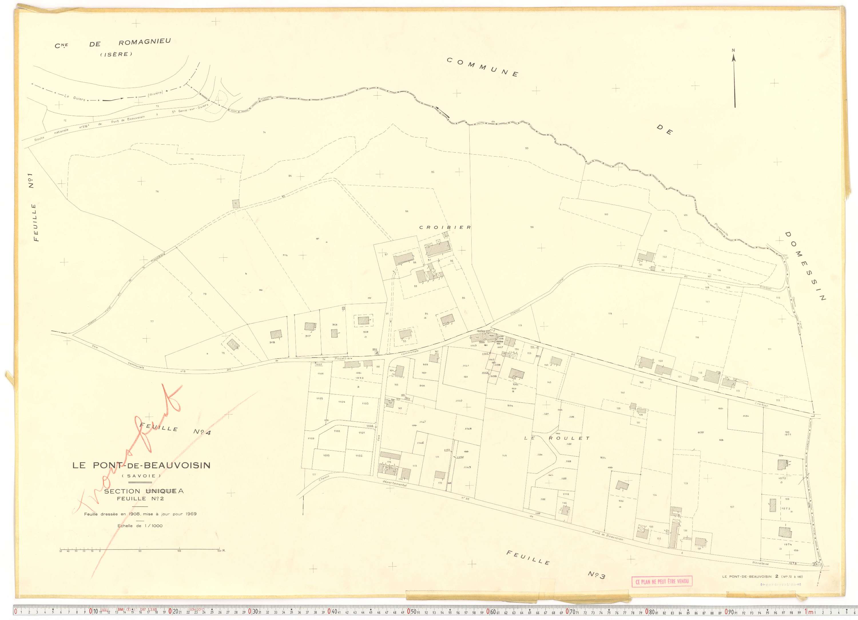 Le Pont-de-Beauvoisin - Plans cadastraux du cadastre rénové en 1969 et mis à jour en 1988.