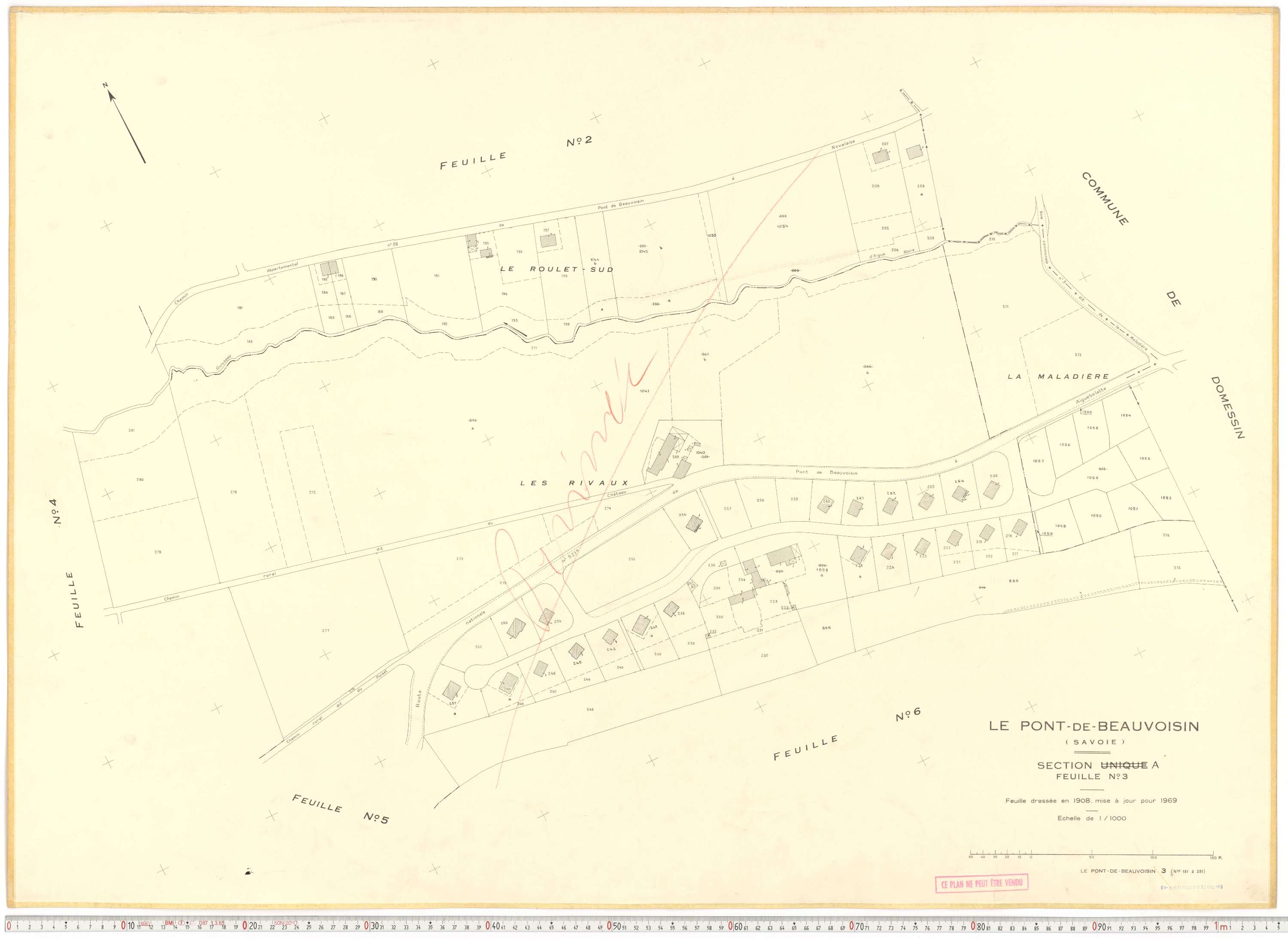 Le Pont-de-Beauvoisin - Plans cadastraux du cadastre rénové en 1969 et mis à jour en 1988.