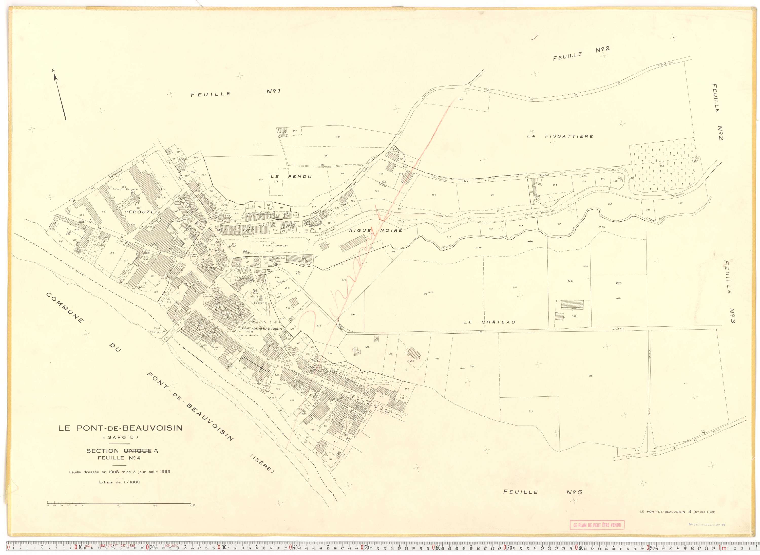 Le Pont-de-Beauvoisin - Plans cadastraux du cadastre rénové en 1969 et mis à jour en 1988.