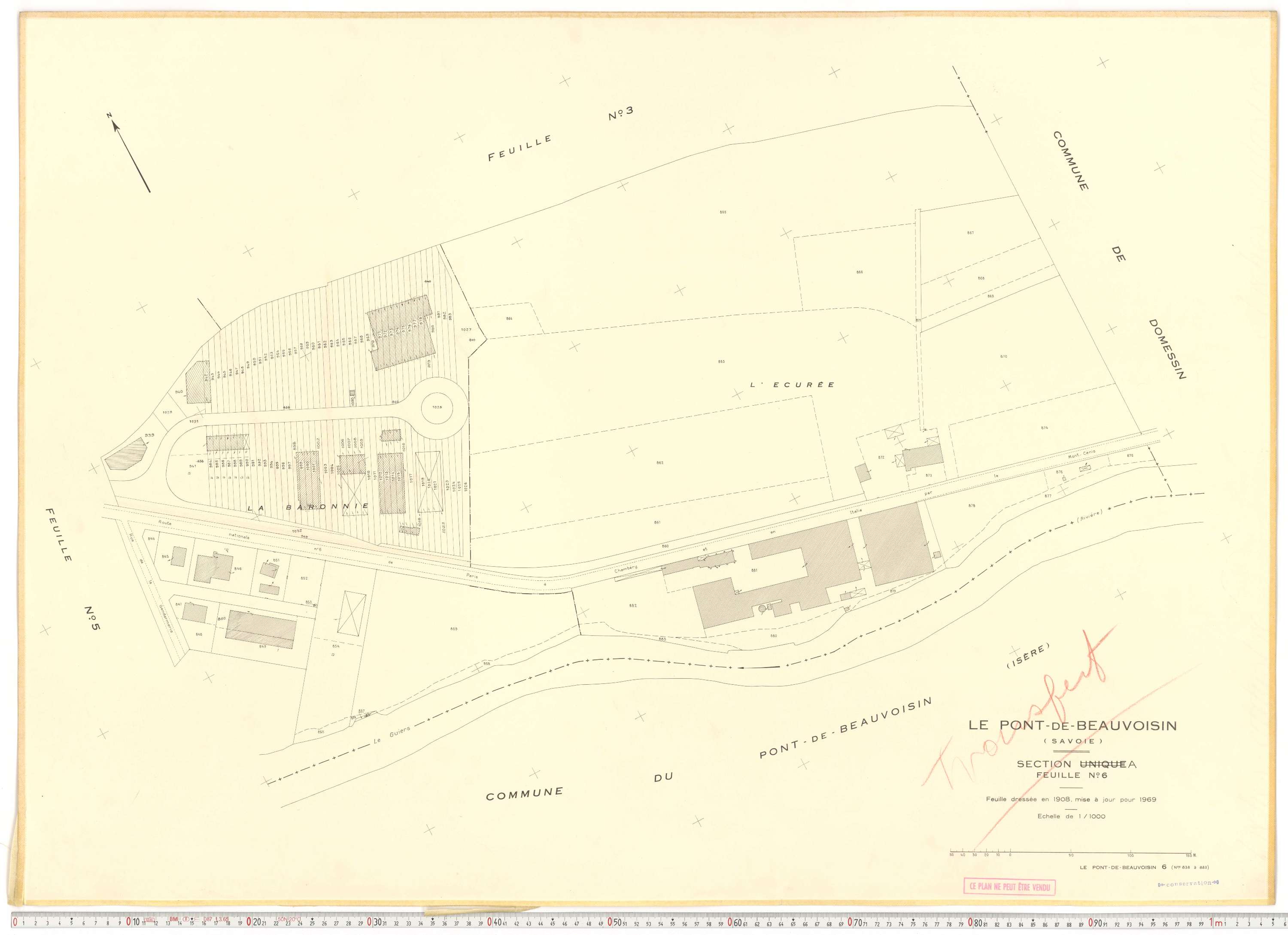 Le Pont-de-Beauvoisin - Plans cadastraux du cadastre rénové en 1969 et mis à jour en 1988.
