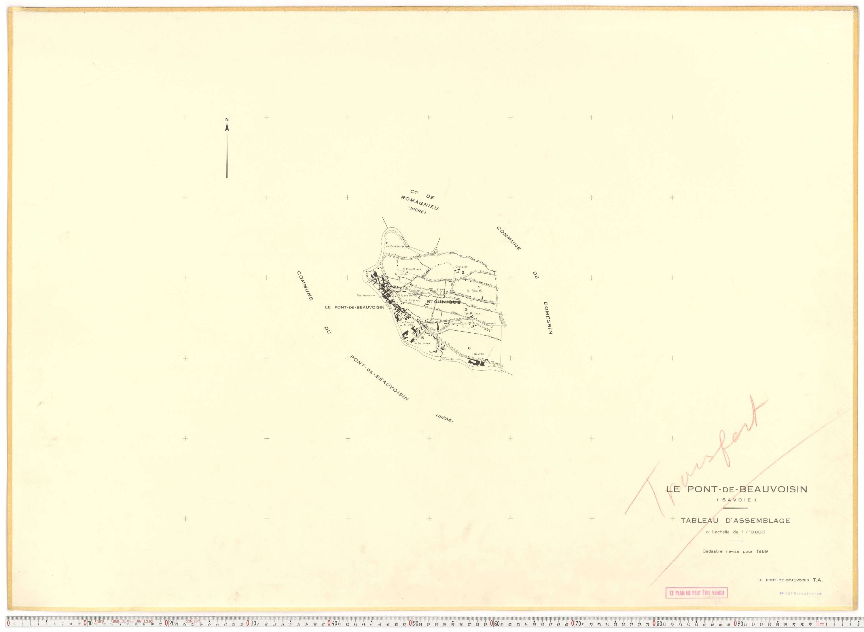 Le Pont-de-Beauvoisin - Plans cadastraux du cadastre rénové en 1969 et mis à jour en 1988.