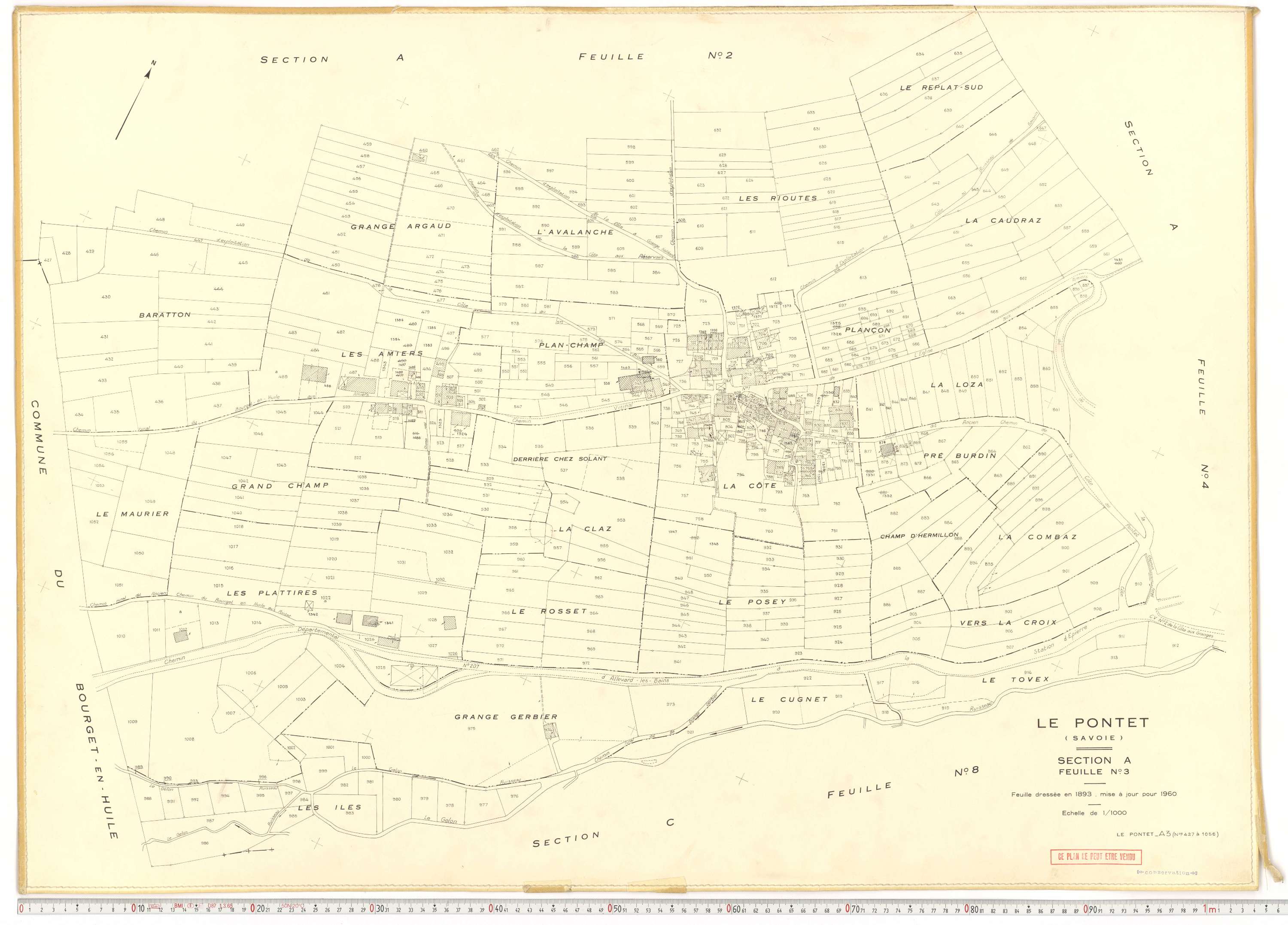 Le Pontet - Plans cadastraux du cadastre rénové en 1960 et mis à jour en 1988.