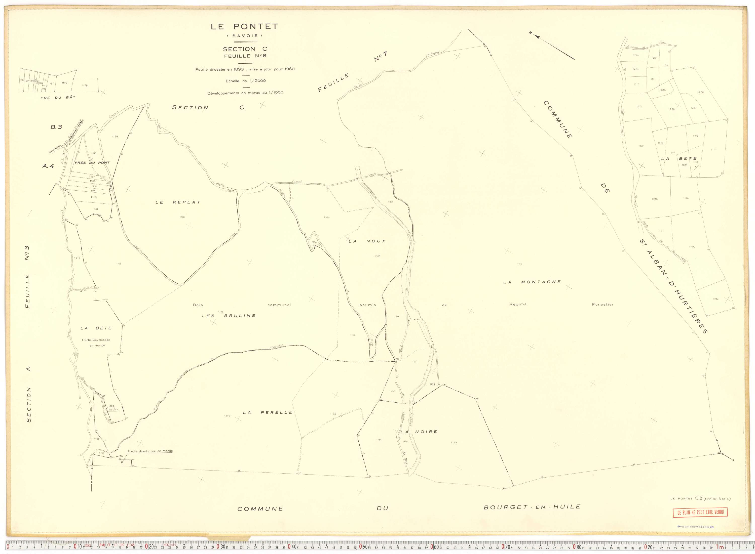 Le Pontet - Plans cadastraux du cadastre rénové en 1960 et mis à jour en 1988.