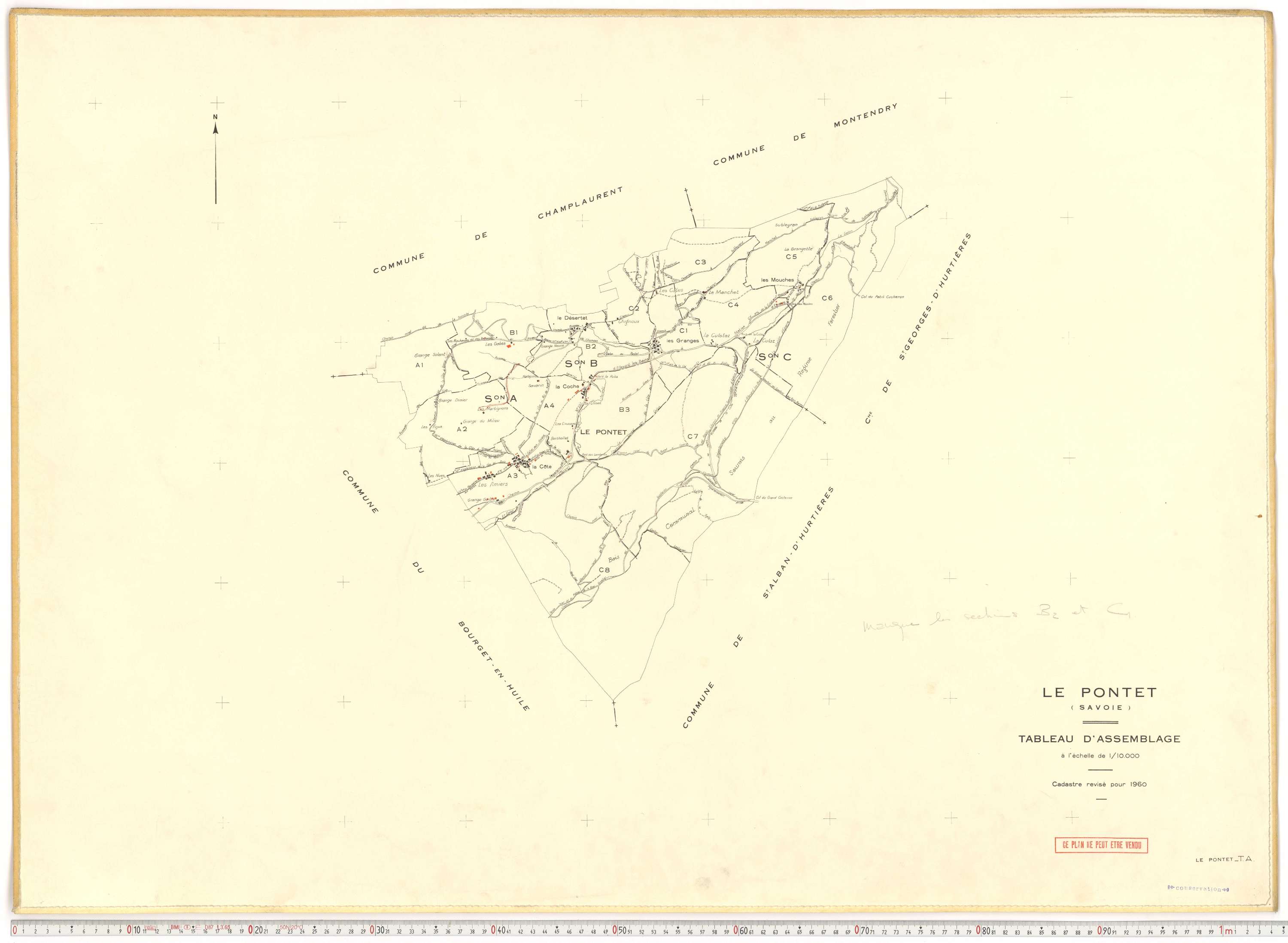 Le Pontet - Plans cadastraux du cadastre rénové en 1960 et mis à jour en 1988.
