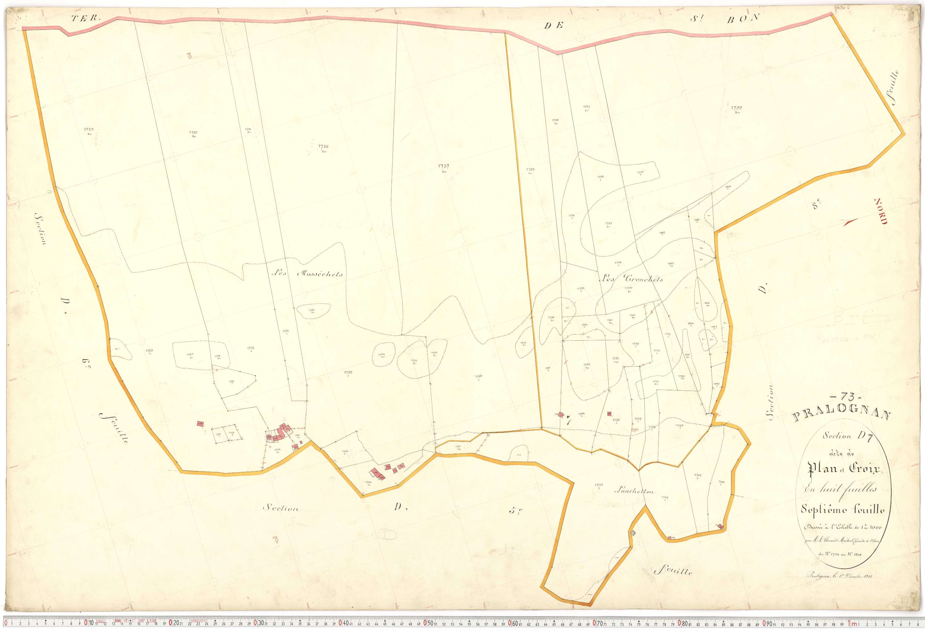 Pralognan-la-Vanoise - Plans cadastraux du premier cadastre français.