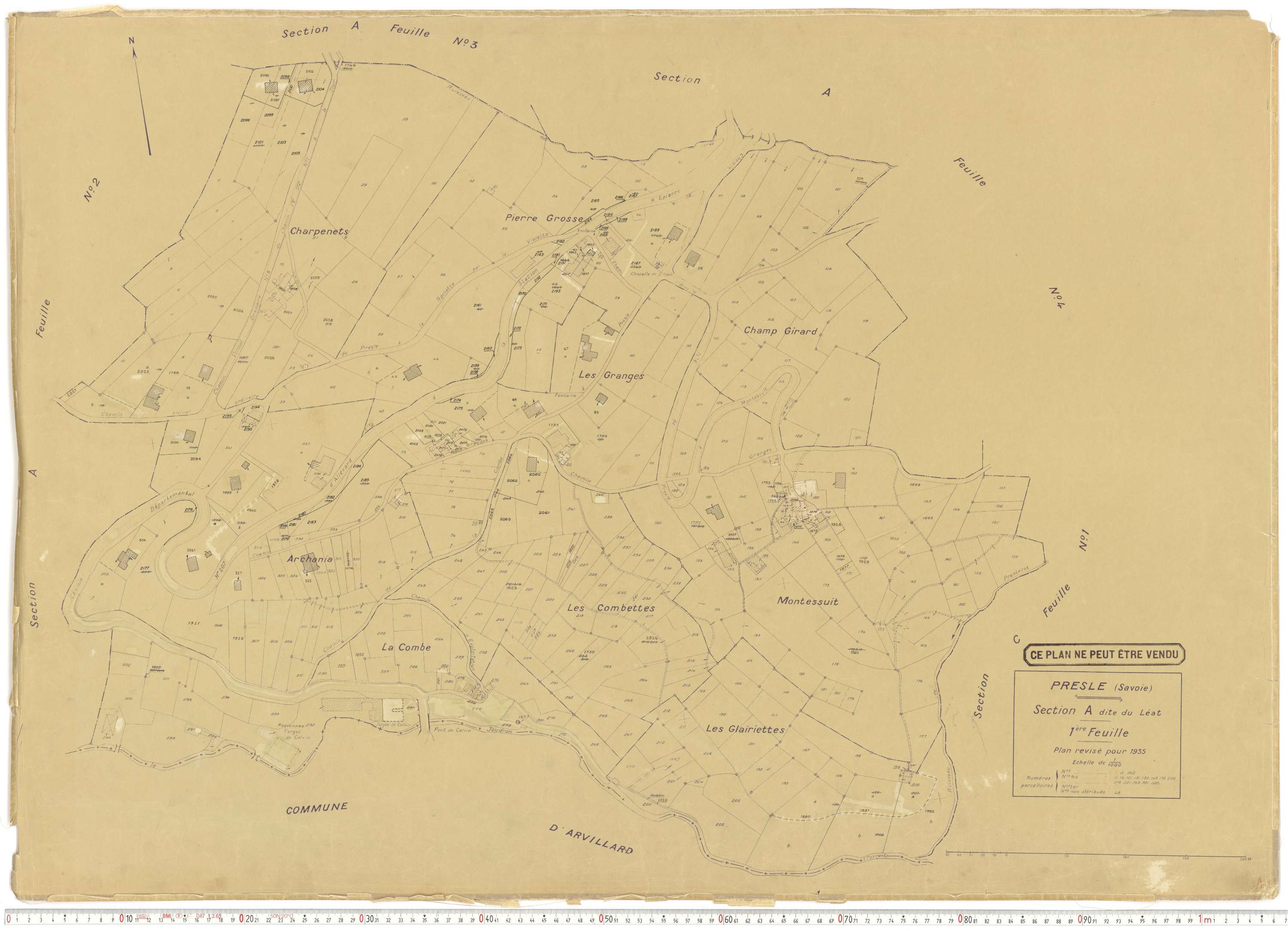 Presle - Plans cadastraux du cadastre rénové en 1935 et mis à jour en 1988.