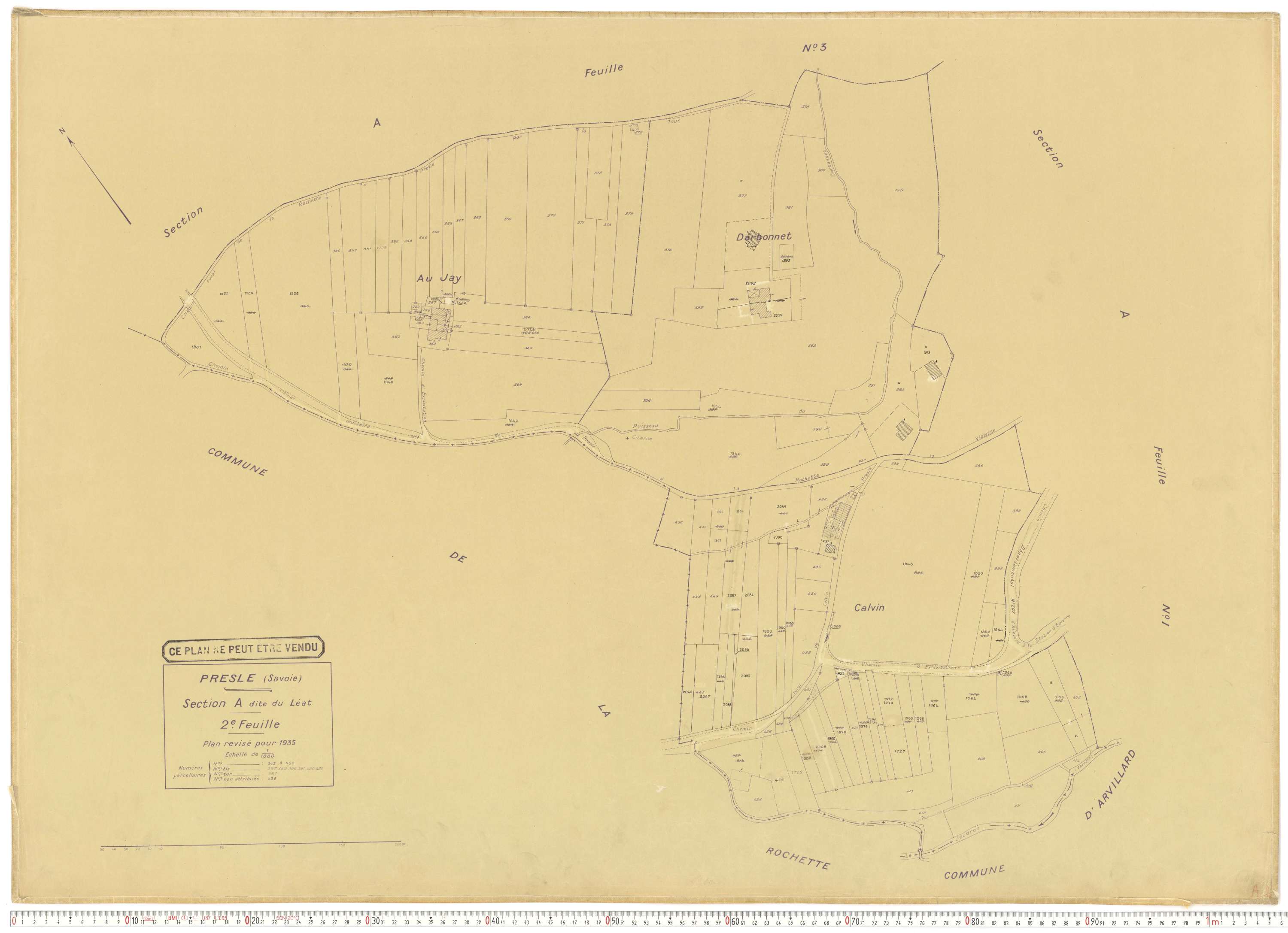Presle - Plans cadastraux du cadastre rénové en 1935 et mis à jour en 1988.