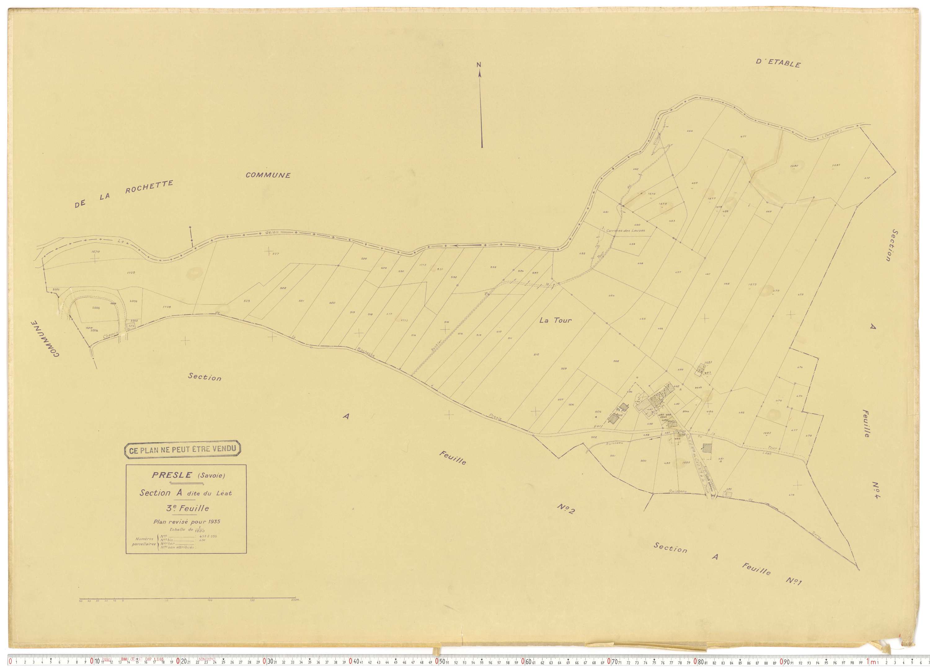 Presle - Plans cadastraux du cadastre rénové en 1935 et mis à jour en 1988.