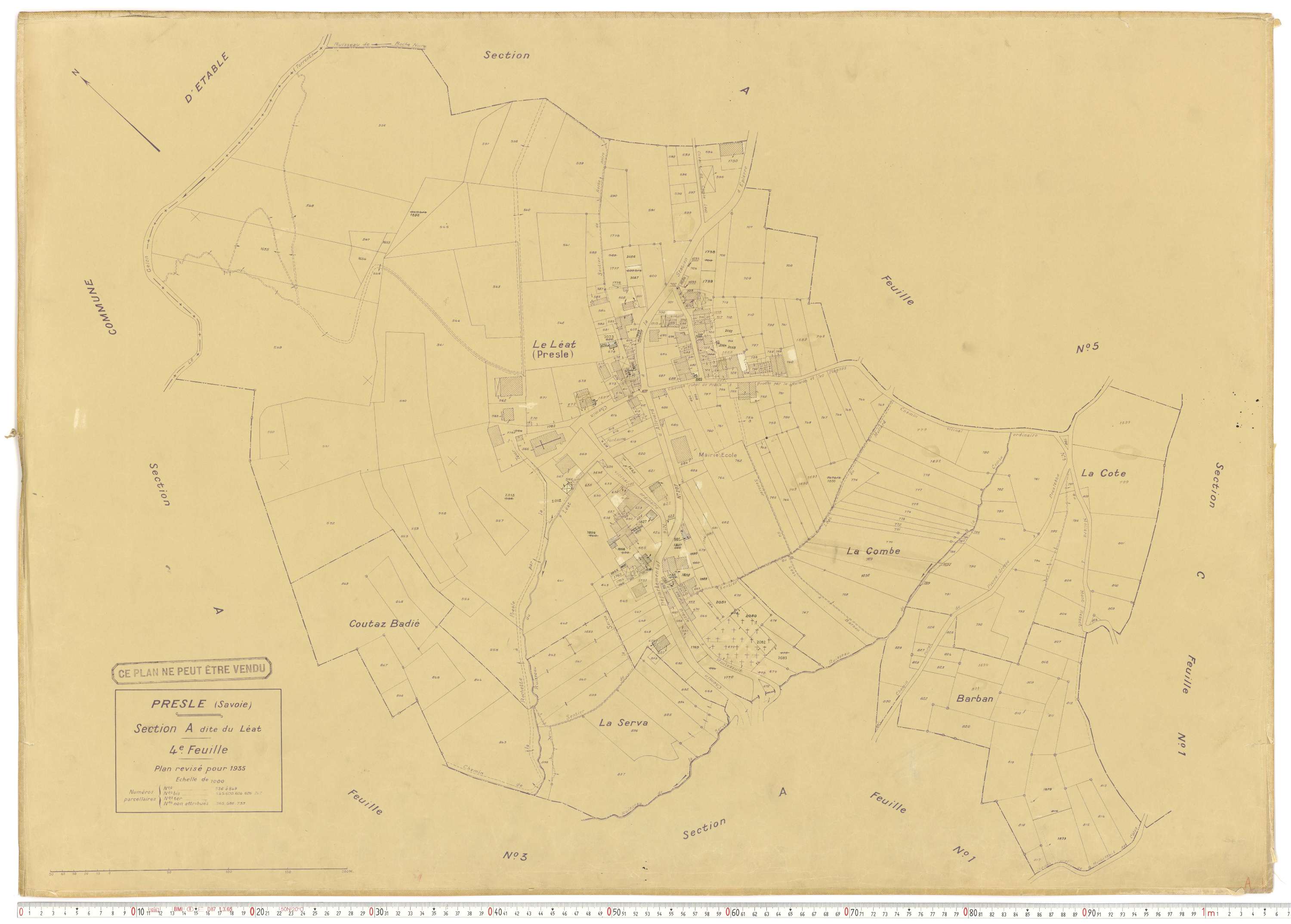 Presle - Plans cadastraux du cadastre rénové en 1935 et mis à jour en 1988.