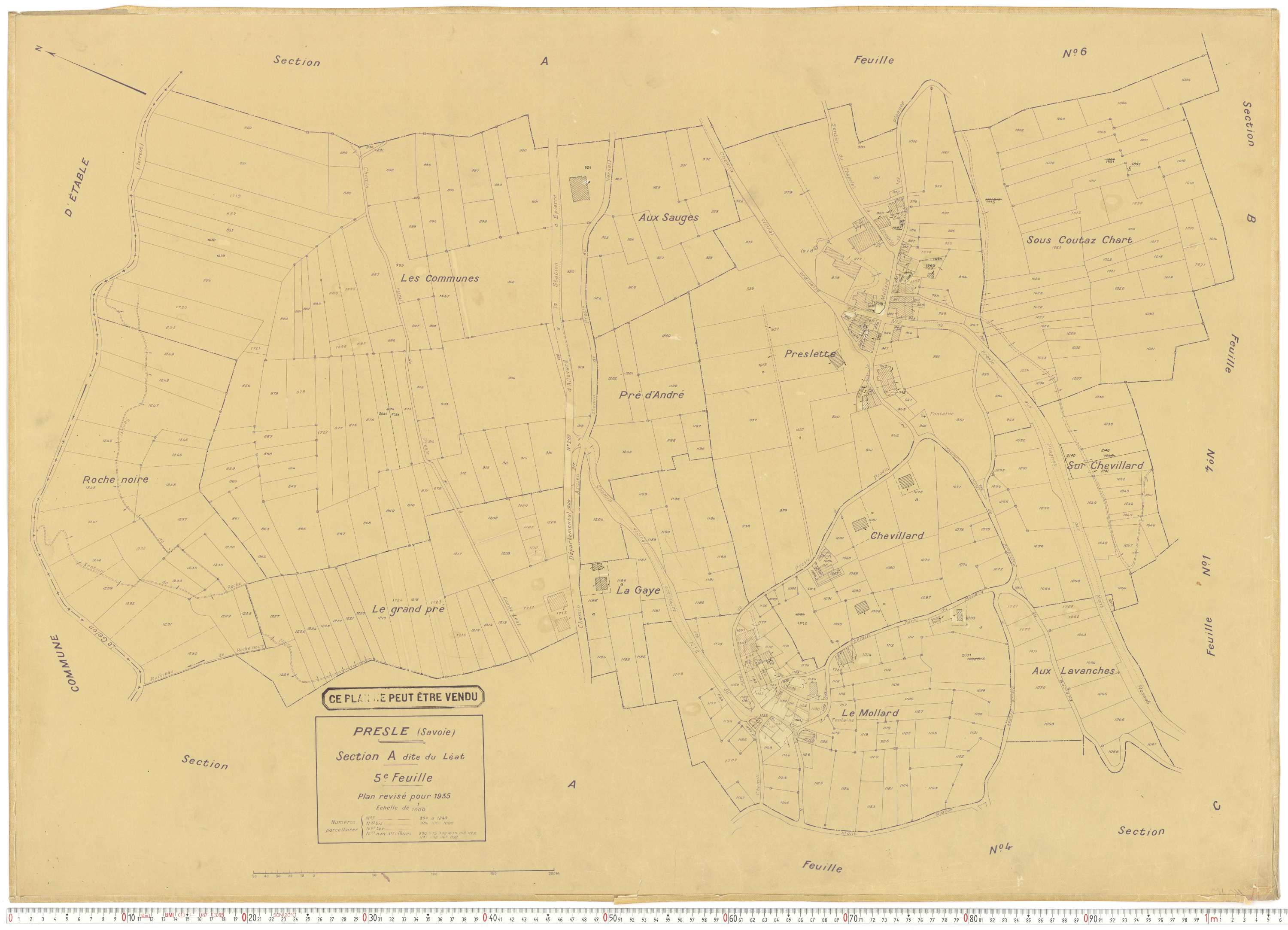 Presle - Plans cadastraux du cadastre rénové en 1935 et mis à jour en 1988.