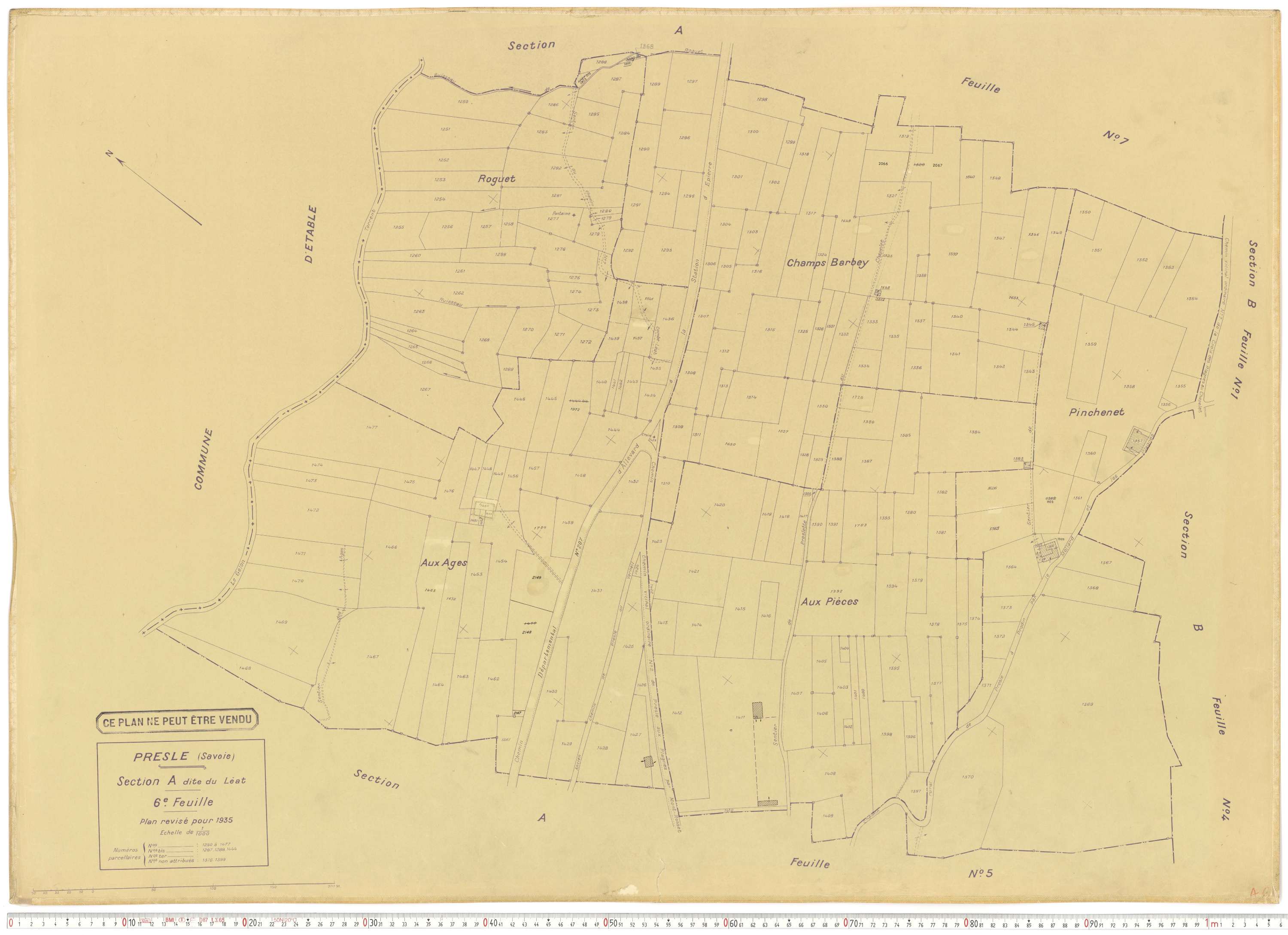 Presle - Plans cadastraux du cadastre rénové en 1935 et mis à jour en 1988.