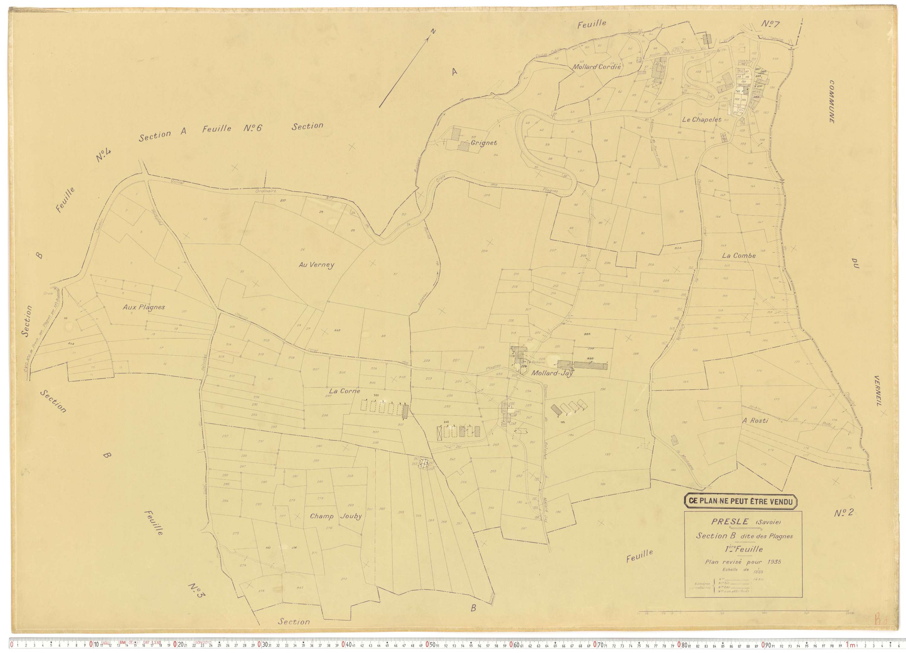 Presle - Plans cadastraux du cadastre rénové en 1935 et mis à jour en 1988.